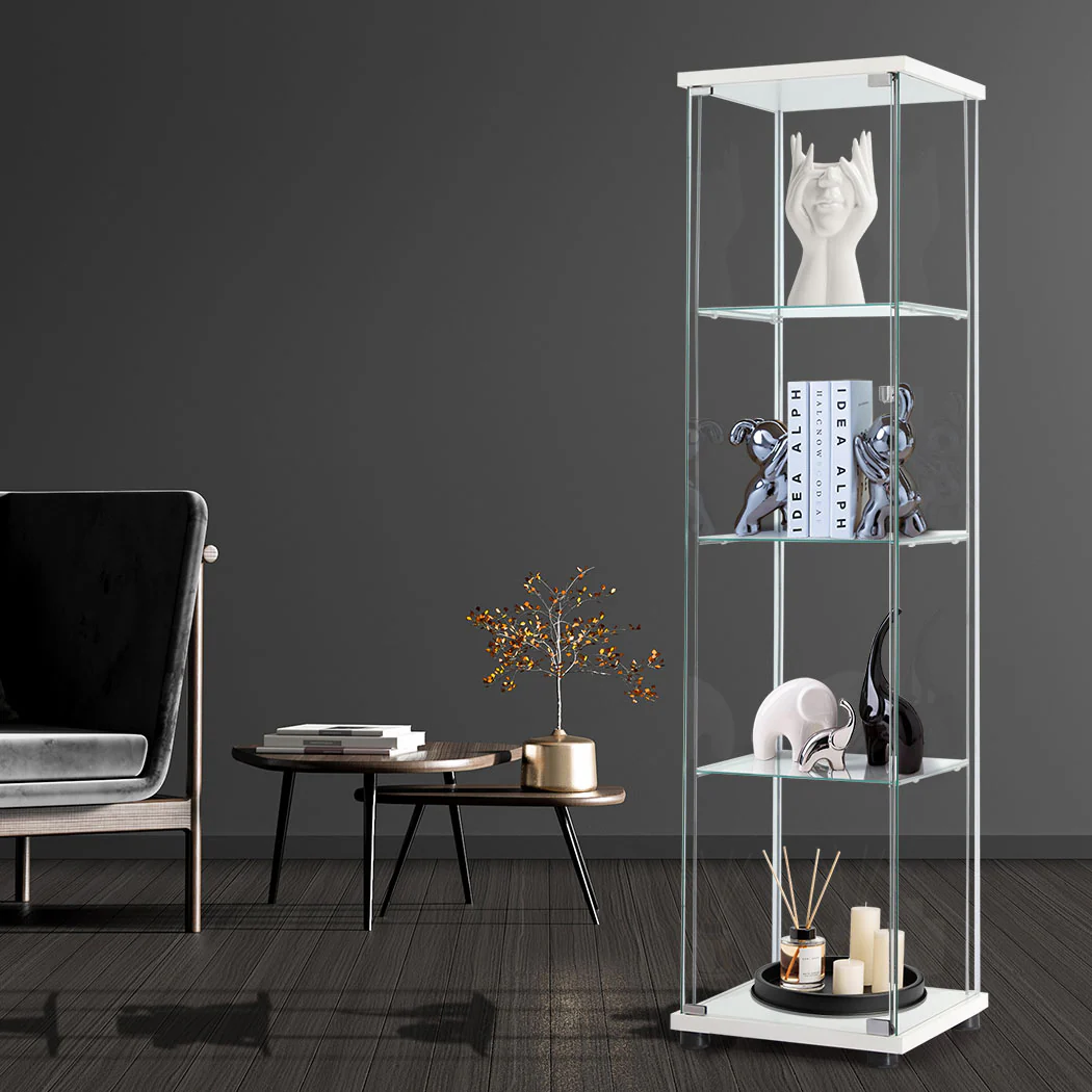 Stacked Display Cabinet Tempered Glass White - Image 7