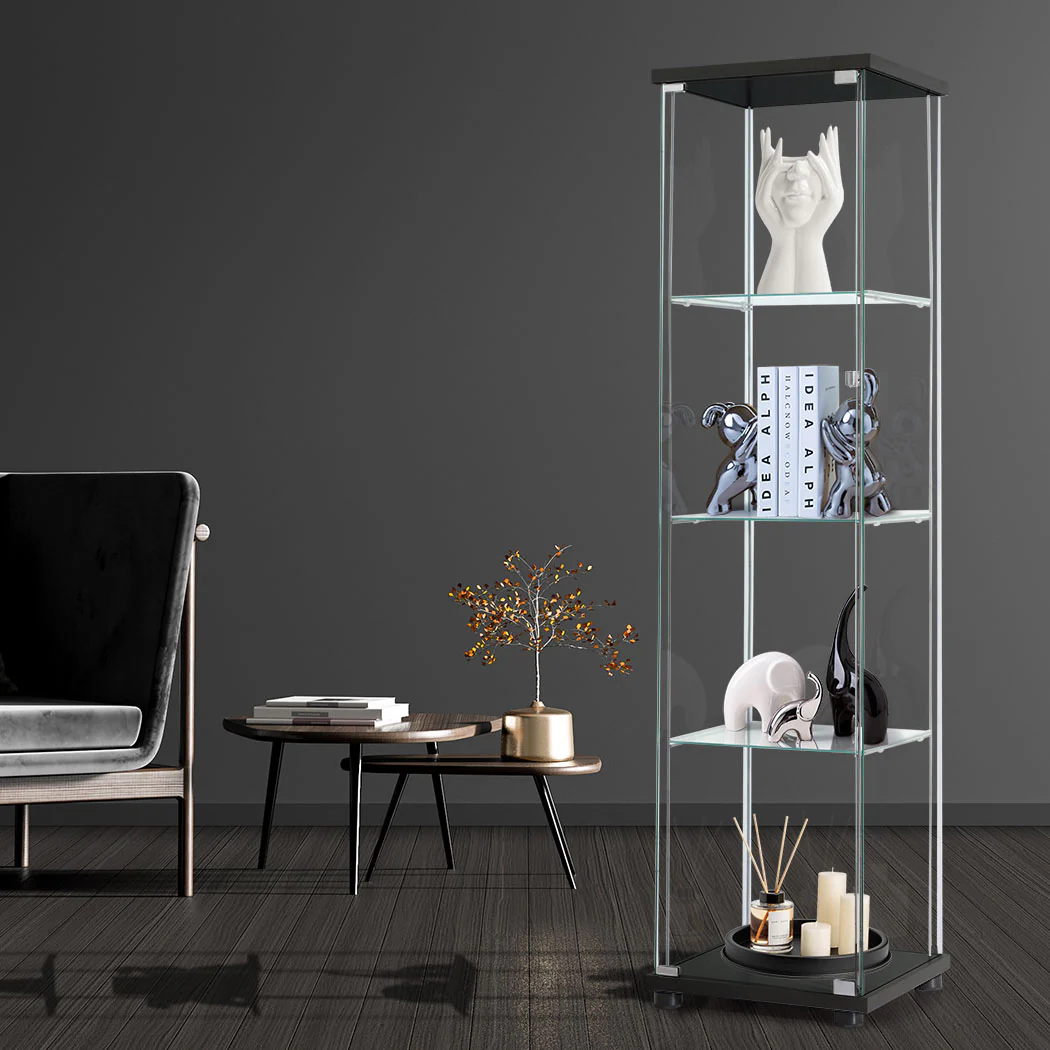 Stacked Display Storage Cabinet Glass Black - Image 7