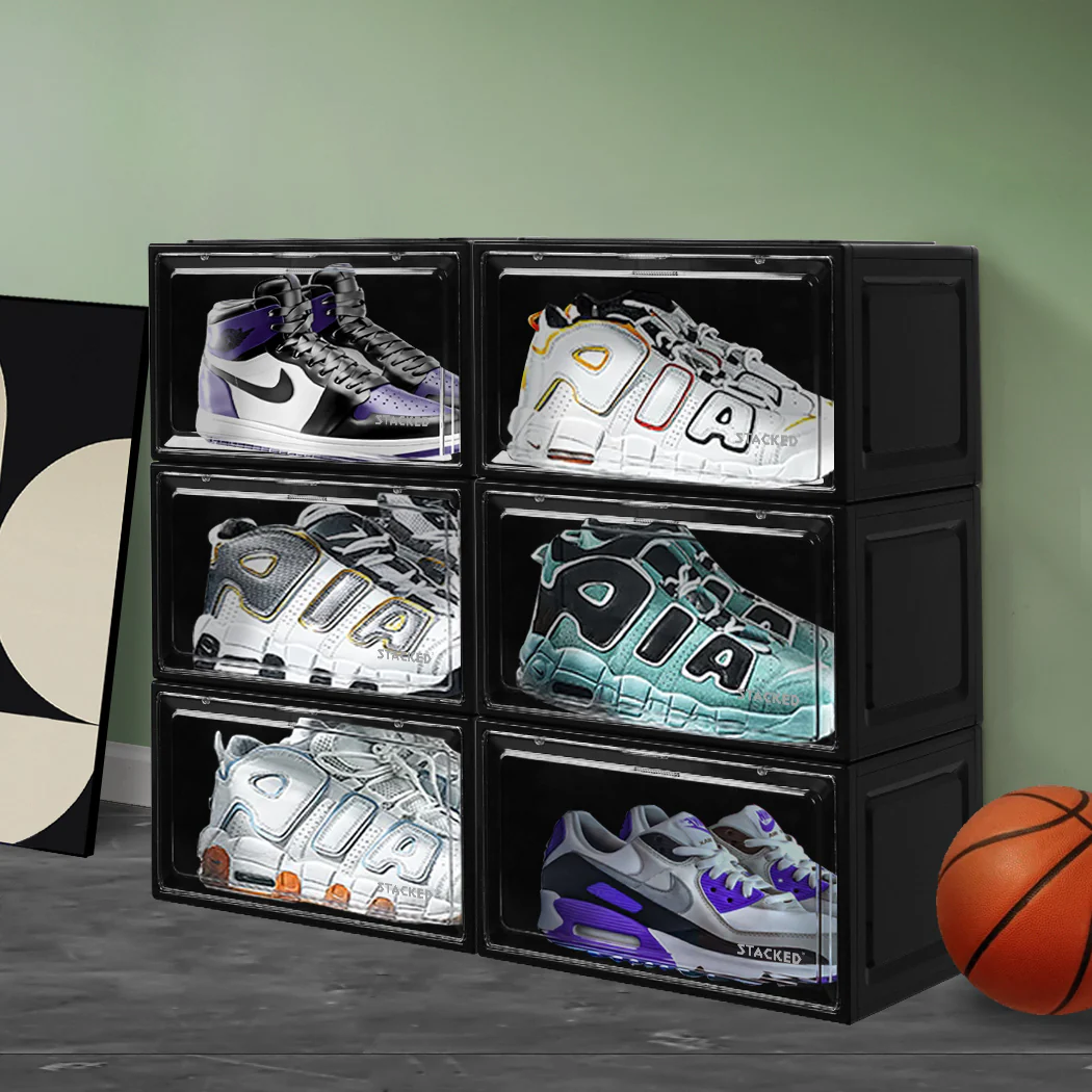 Stacked Shoe Box Acrylic Sneaker Display 6PC Black - Image 7