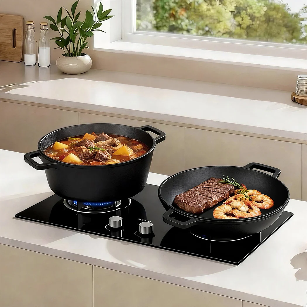 Toque 5.84L Double Dutch Oven 2 in 1 Cast Iron Pan - Image 6