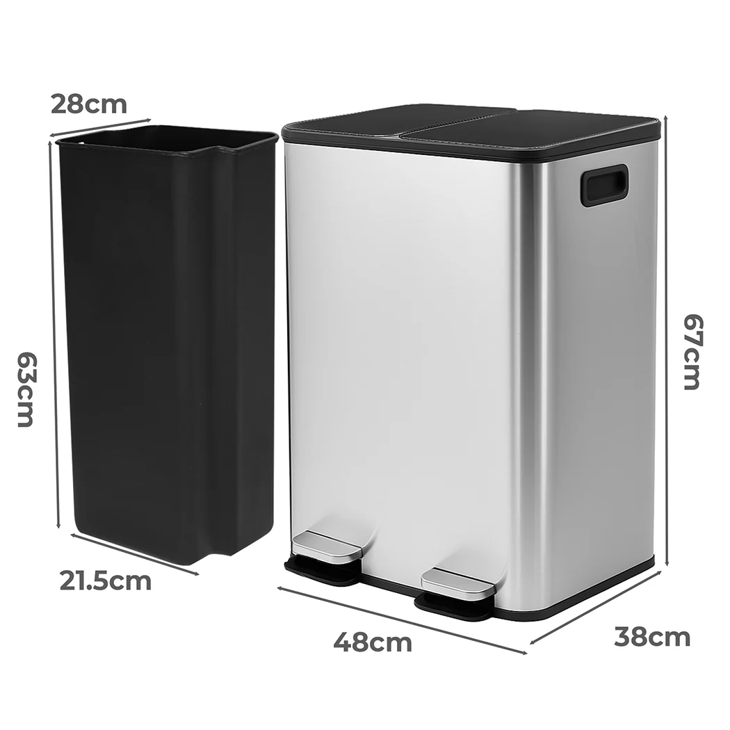 Toque 60L Pedal Bin Kitchen Waste Can Recycling Dustbin - Image 2