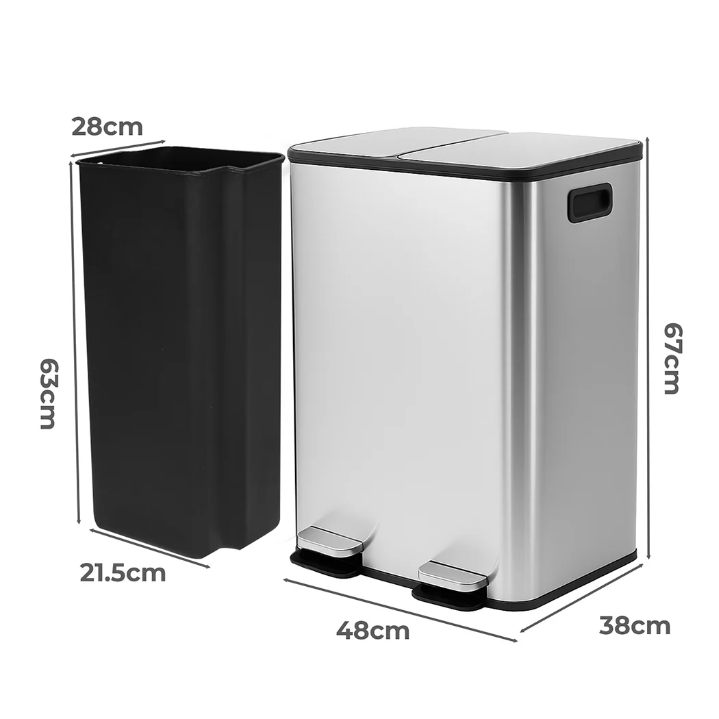 Toque 60L Pedal Bin Kitchen Waste Can Recycling Dustbin - Image 2