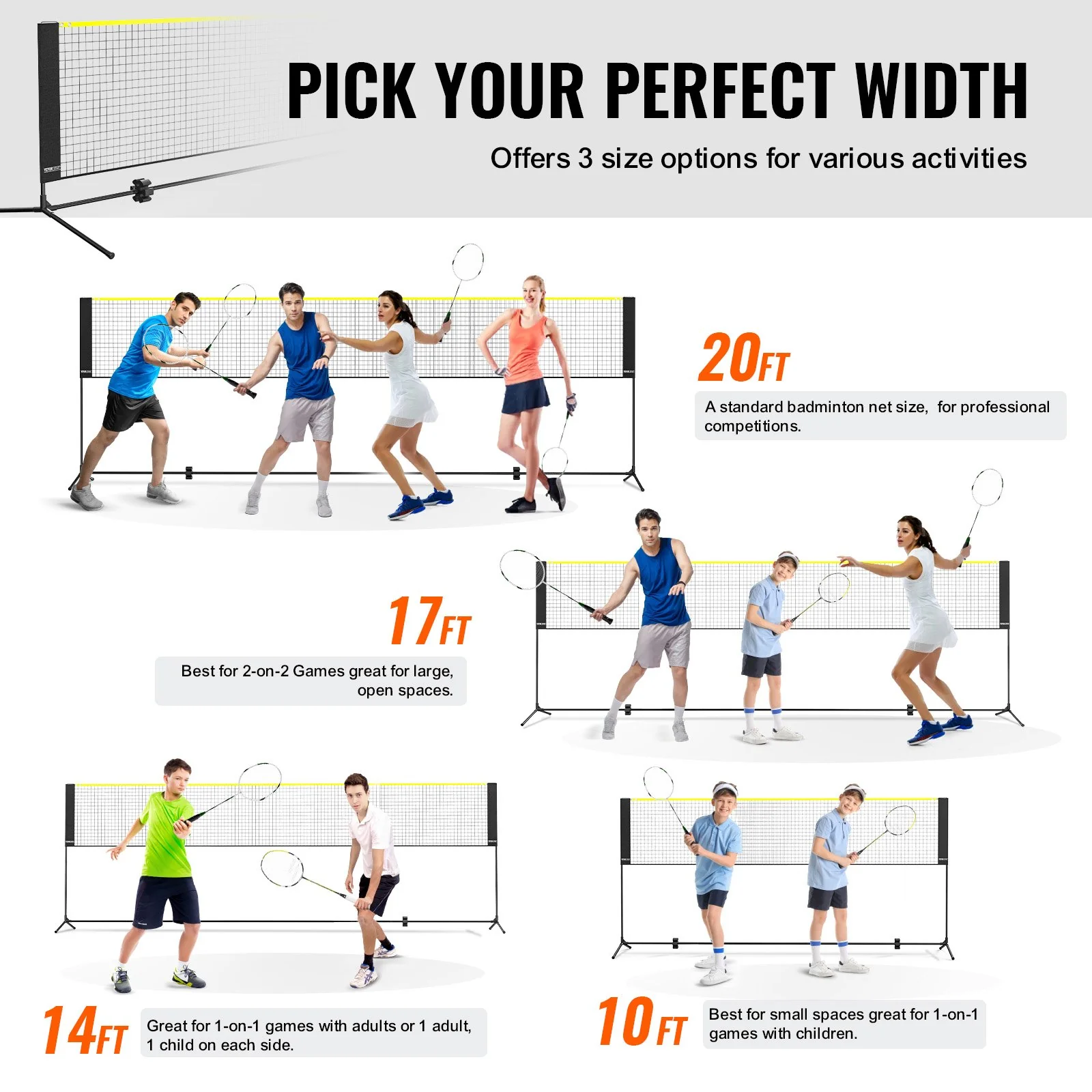 VEVOR 20ft Badminton Net Set Outdoor Portable Volleyball Pickleball Tennis Net - Image 3