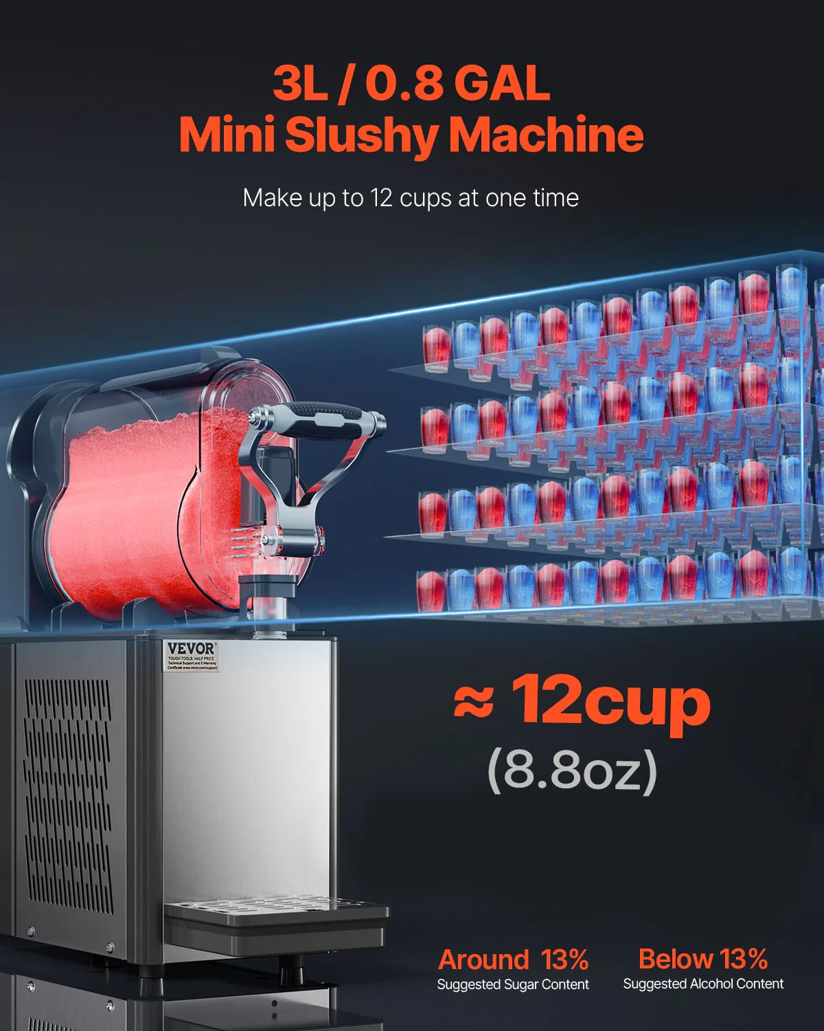 VEVOR 3L Commercial Slushy Machine Margarita Smoothie Frozen Drink Maker - Image 2