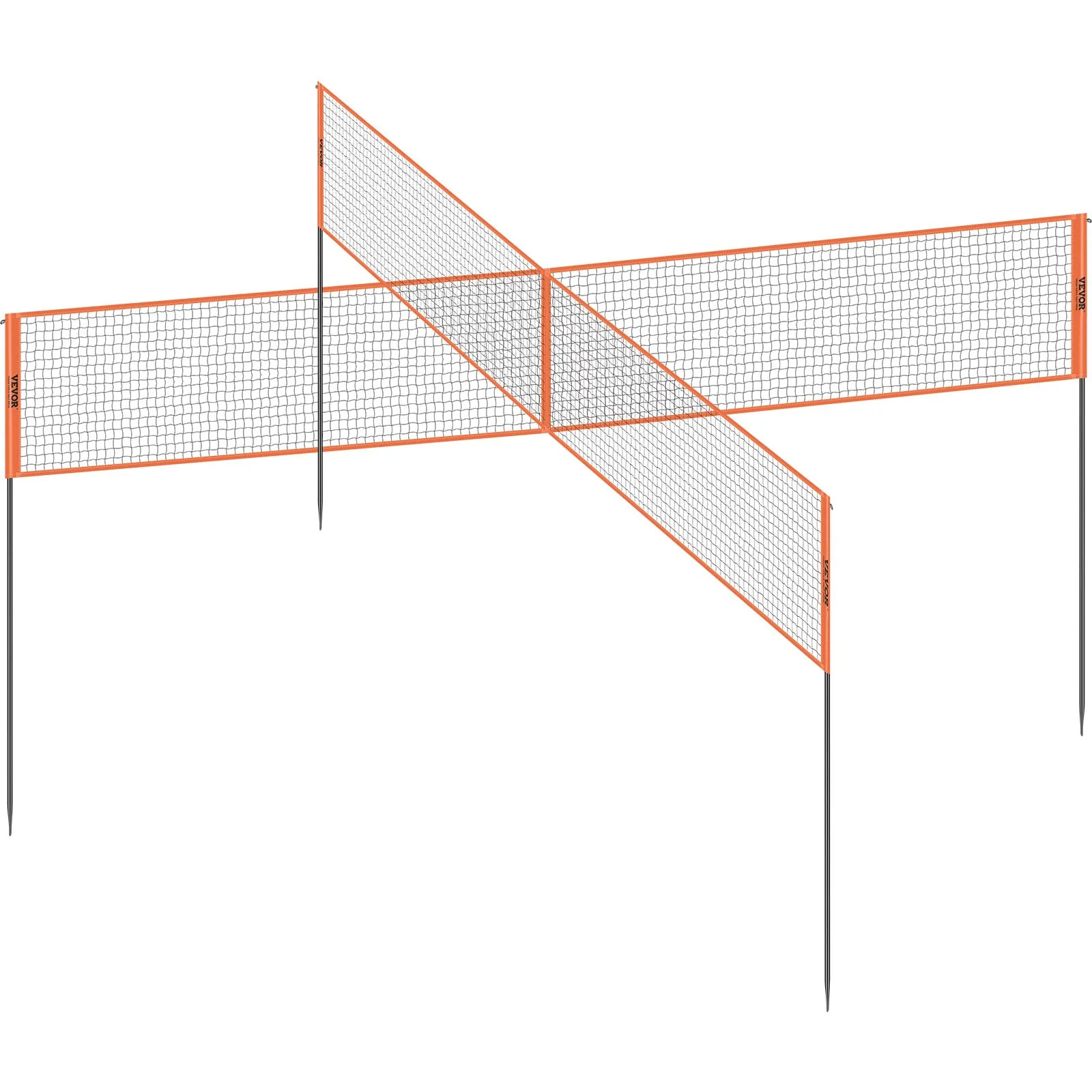 VEVOR 4-Way Volleyball Net, Adjustable Height Badminton Net Set for Backyard Beach Lawn, Outdoor Portable Volleyball Net with Carrying Bag, 4 Square Quick Assemble Game Set For Kids And Adults - Image 10