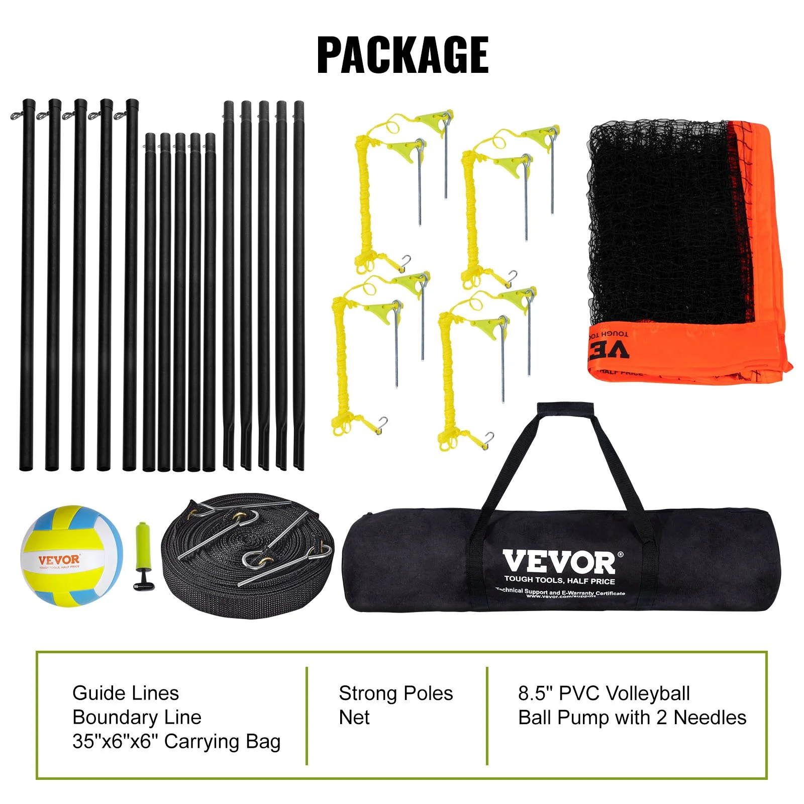 VEVOR 4-Way Volleyball Net, Adjustable Height Badminton Net Set for Backyard Beach Lawn, Outdoor Portable Volleyball Net with Carrying Bag, 4 Square Quick Assemble Game Set For Kids And Adults - Image 7