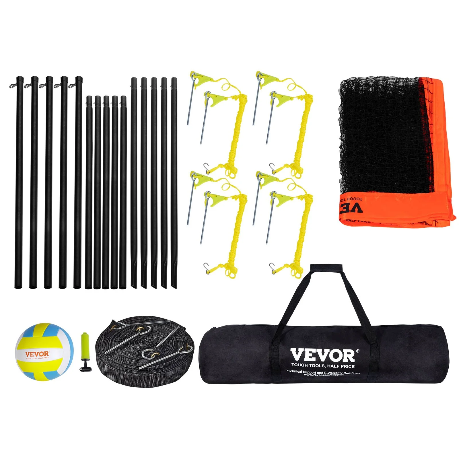 VEVOR 4-Way Volleyball Net, Adjustable Height Badminton Net Set for Backyard Beach Lawn, Outdoor Portable Volleyball Net with Carrying Bag, 4 Square Quick Assemble Game Set For Kids And Adults - Image 9