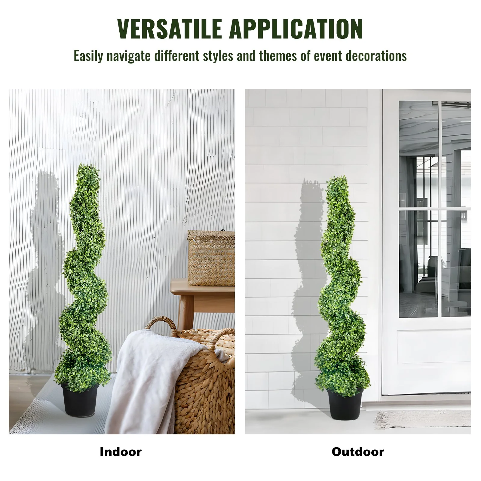 VEVOR Artificial Topiaries Boxwood Trees, 10cm Tall (2 Pieces) Faux Topiary Plant Outdoor, All-year Green Feaux Plant w/ Replaceable Leaves for Decorative Indoor/Outdoor/Garden - Image 6