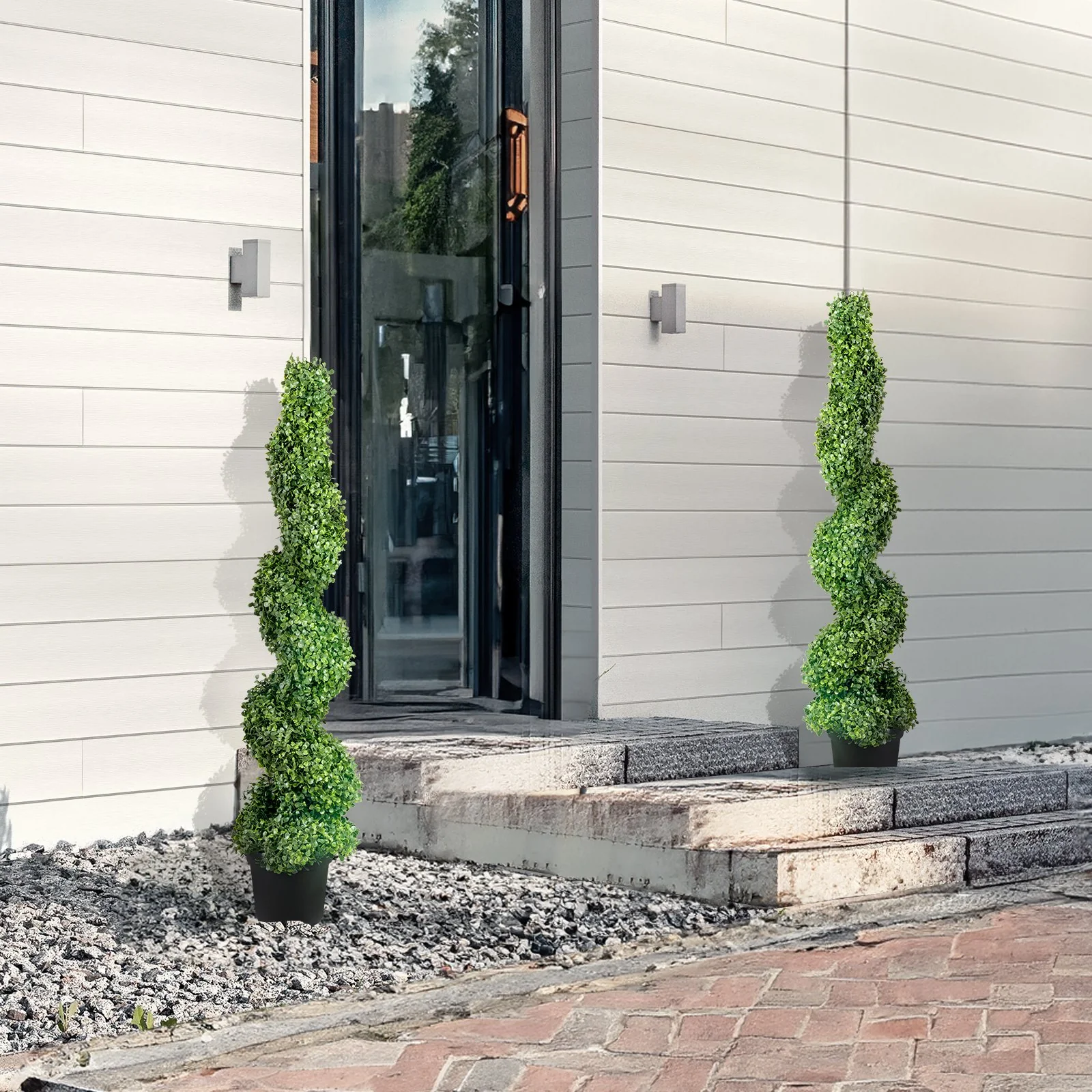 VEVOR Artificial Topiaries Boxwood Trees, 10cm Tall (2 Pieces) Faux Topiary Plant Outdoor, All-year Green Feaux Plant w/ Replaceable Leaves for Decorative Indoor/Outdoor/Garden - Image 8