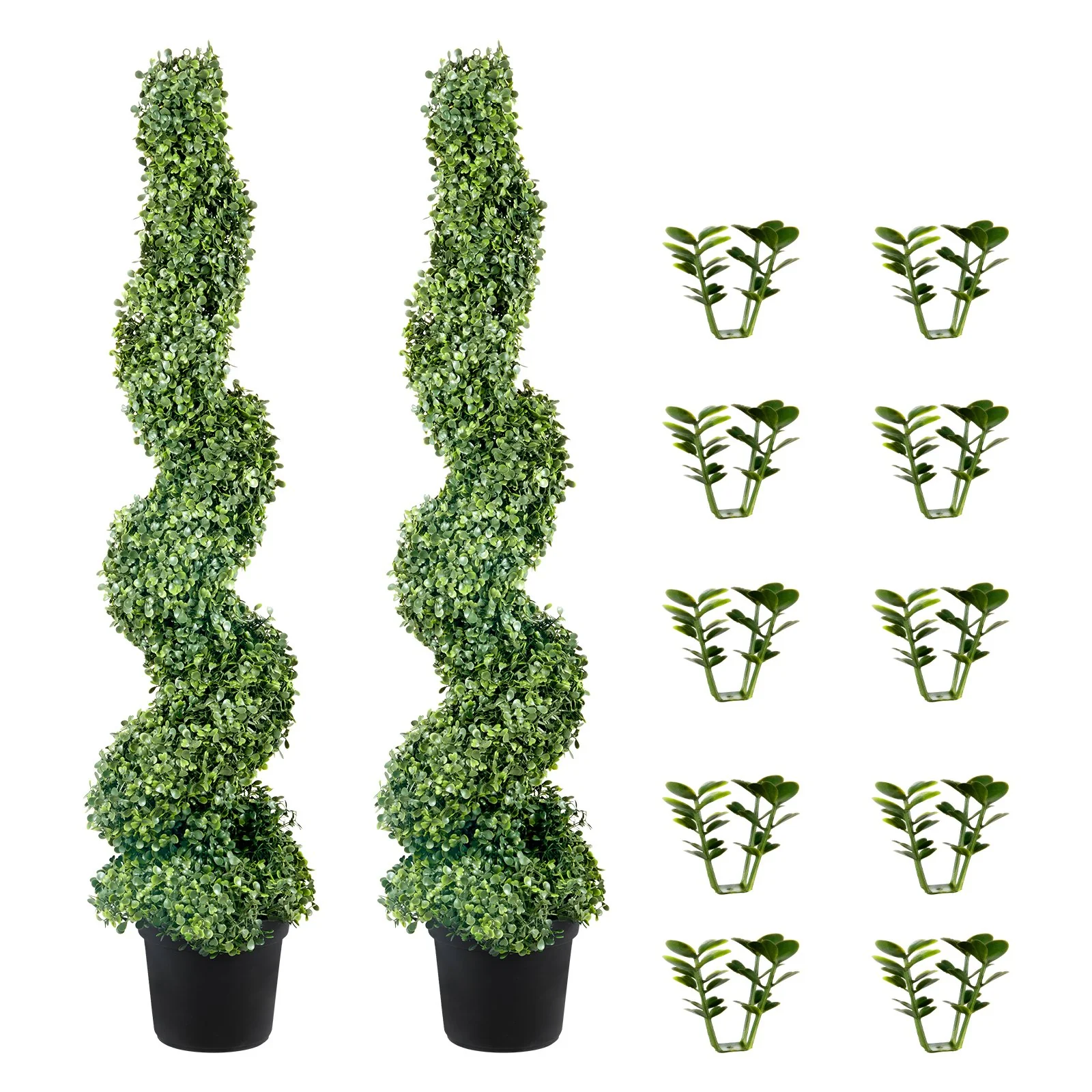 VEVOR Artificial Topiaries Boxwood Trees, 10cm Tall (2 Pieces) Faux Topiary Plant Outdoor, All-year Green Feaux Plant w/ Replaceable Leaves for Decorative Indoor/Outdoor/Garden - Image 9