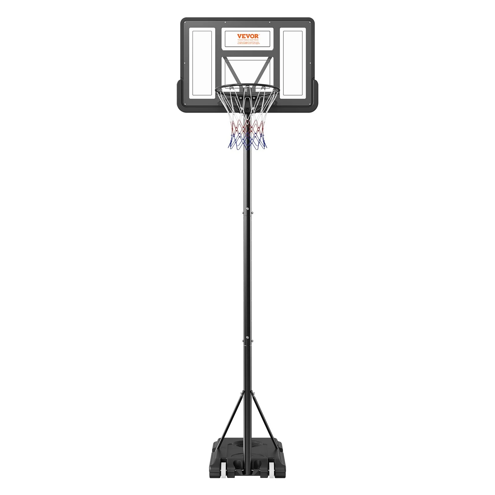 VEVOR Basketball Hoop, 4-10 ft Adjustable Height Portable Backboard System, 44 inch Basketball Hoop & Goal, Kids & Adults Basketball Set with Wheels, Stand, and Fillable Base, for Outdoor/Indoor - Image 10