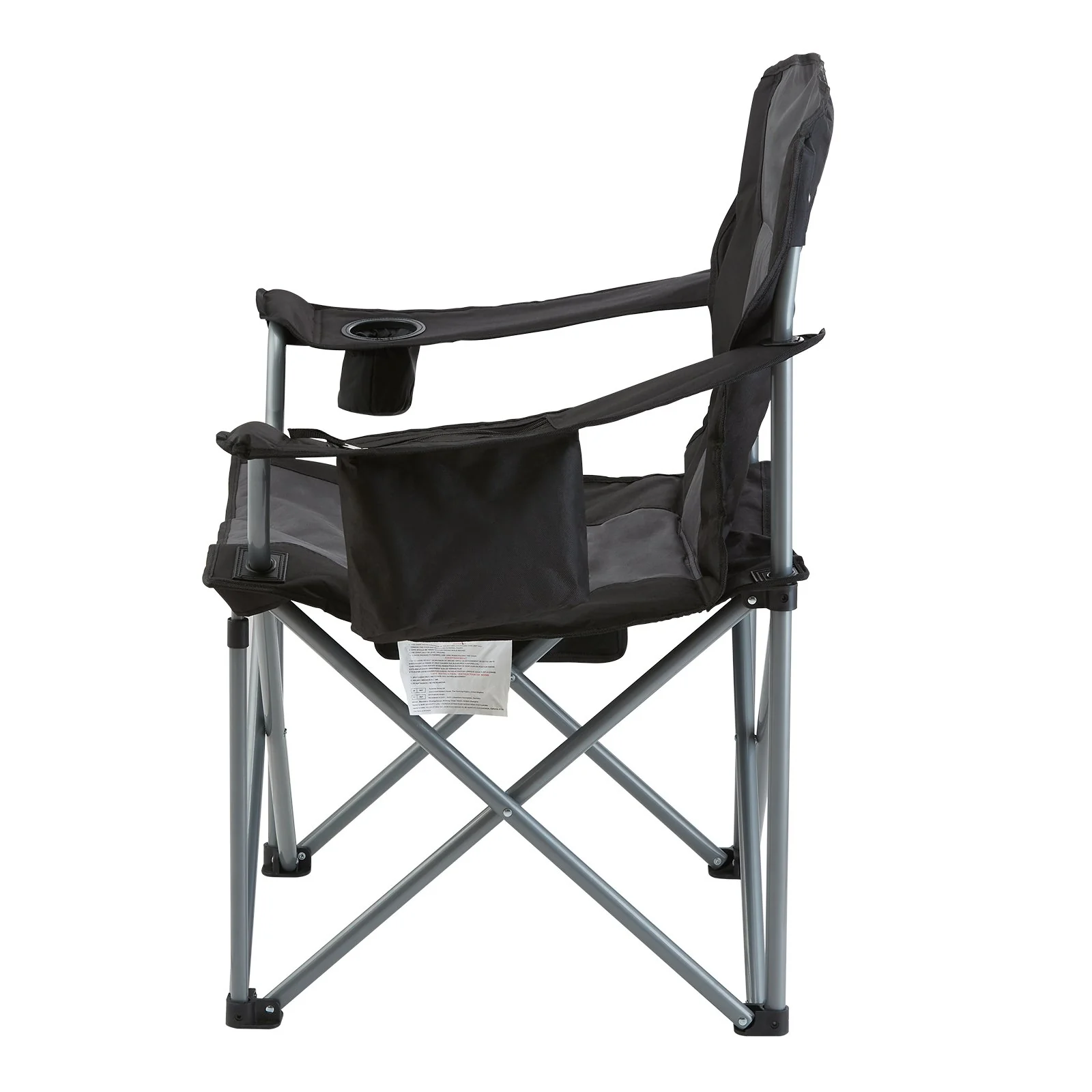 VEVOR Camping Folding Chair for Adults, Portable Heavy Duty Outdoor Quad Lumbar Back Padded Arm Chairs with Side Pockets, Cup Holder and Cooler Bag for Beach, Lawn, Picnic, Fishing, Backpacking, Black - Image 9