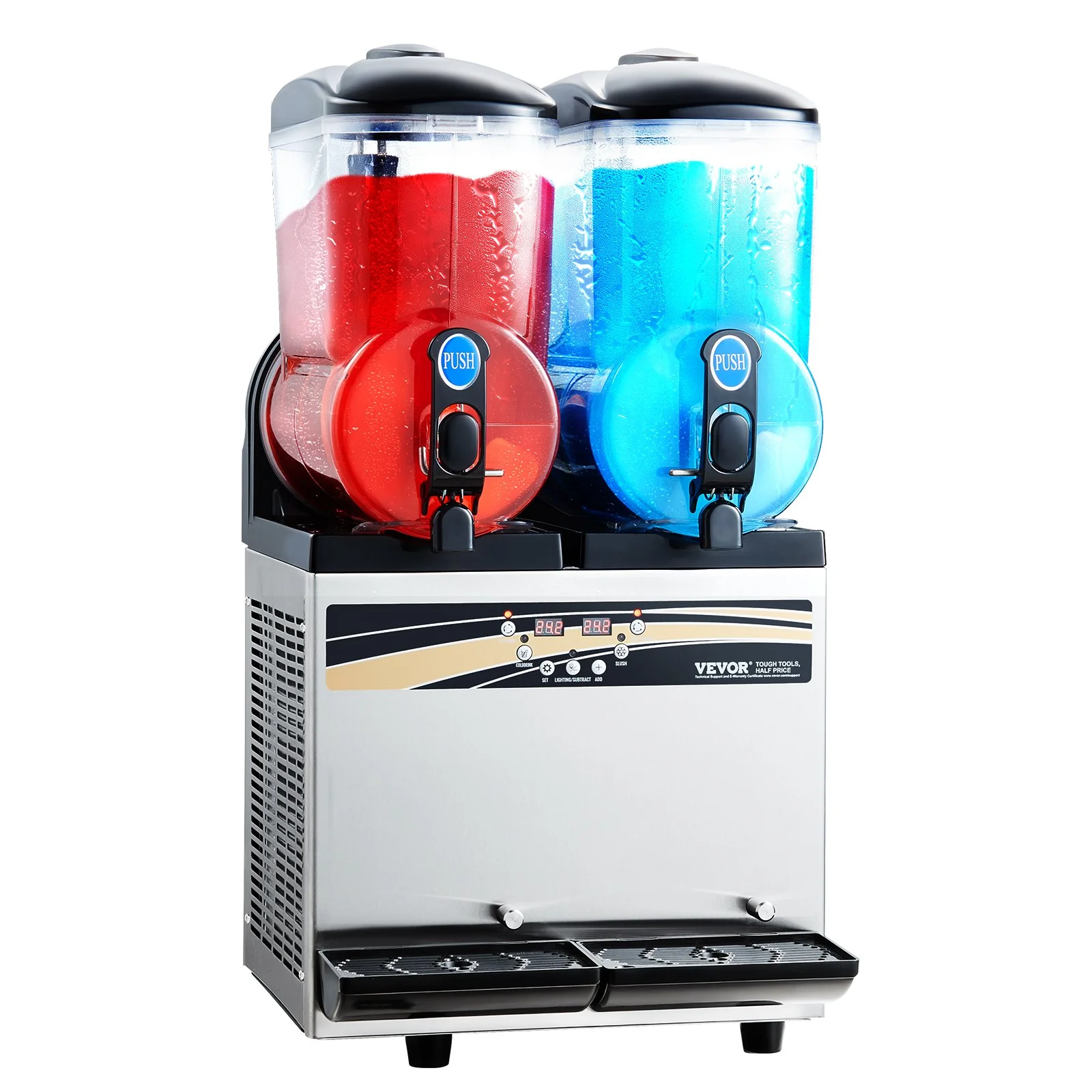 VEVOR Commercial Frozen Drink Maker, 15Lx2 Double Tank Slushy Machine, 120 Cups Stainless Steel Margarita Smoothie Frozen Drink Machine, Slushie Maker for Home Party Restaurants Cafe Bars - Image 9