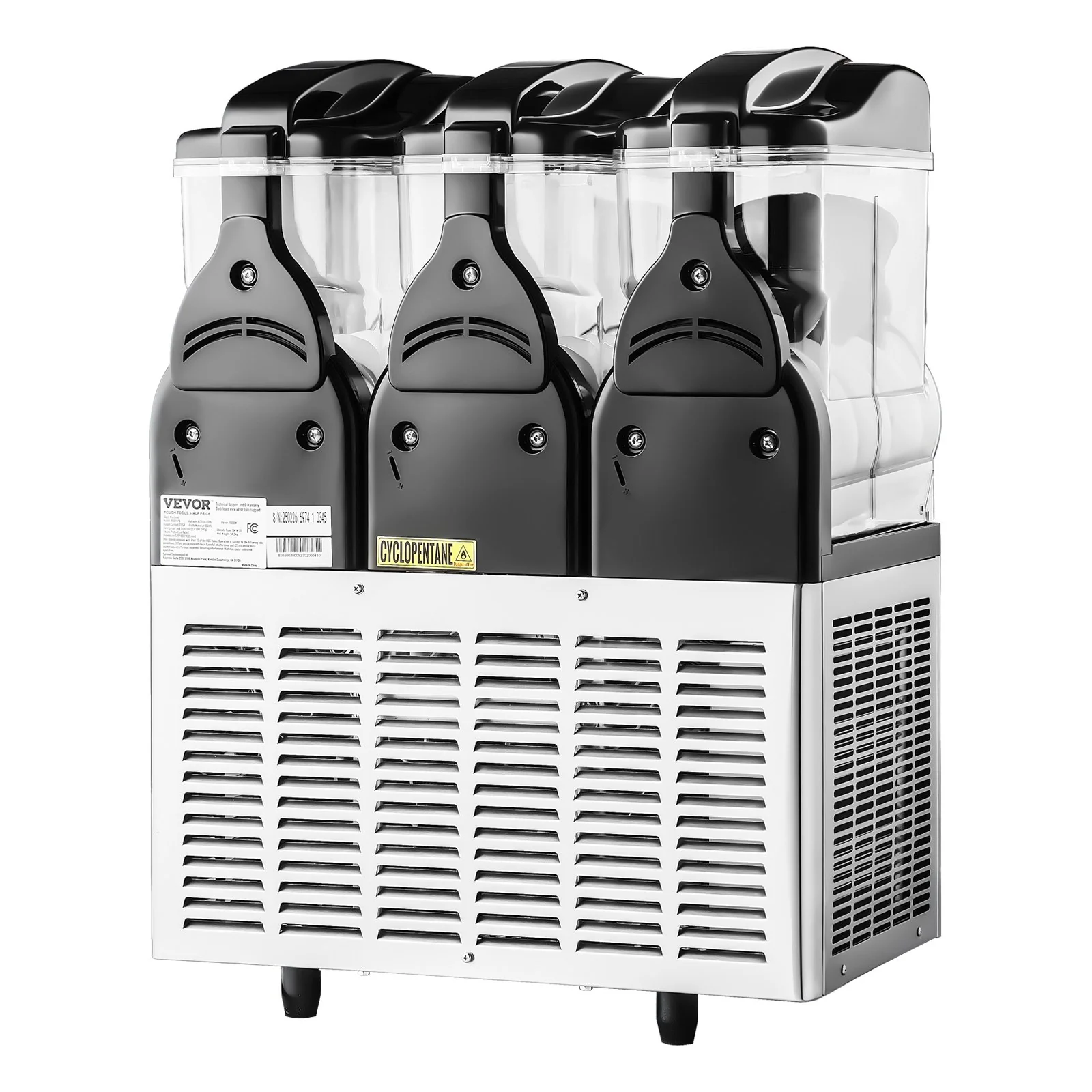 VEVOR Commercial Frozen Drink Maker, 15Lx3 Triple Tank Slushy Machine, 180 Cups Stainless Steel Margarita Smoothie Frozen Drink Machine, Slushie Maker for Home Party Restaurants Cafe Bars - Image 11