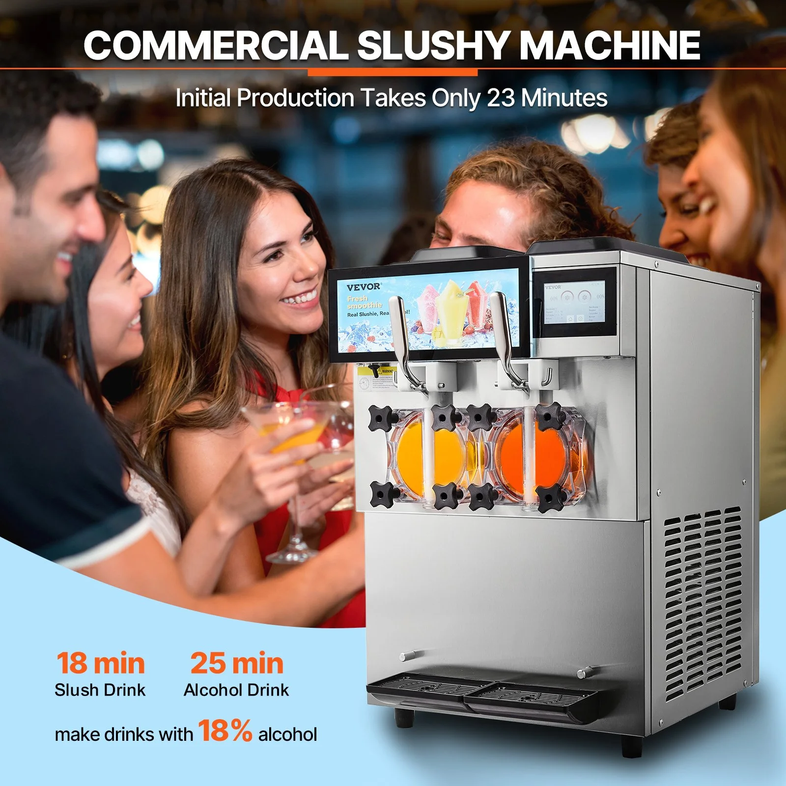 VEVOR Commercial Slushy Machine, 2 x 12L / 3.17 Gal Double Tanks, Cool and Freeze Modes, Stainless Steel Margarita Smoothie Frozen Drink Maker, Slushie Machine for Party Cafes Restaurants Bars Home - Image 2