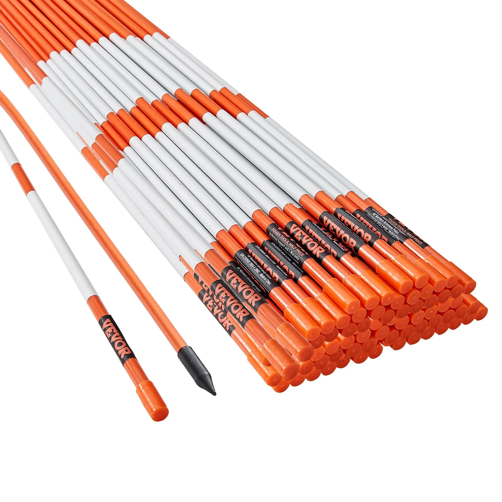 VEVOR Driveway Markers, 100PCS 121.5cm, 0.78cm Diameter, Orange Fiberglass Poles Snow Stakes with Reflective Tape, 30cm Steel Drill Bit & Protection Gloves for Parking Lots, Walkways Easy Visibility - Image 10