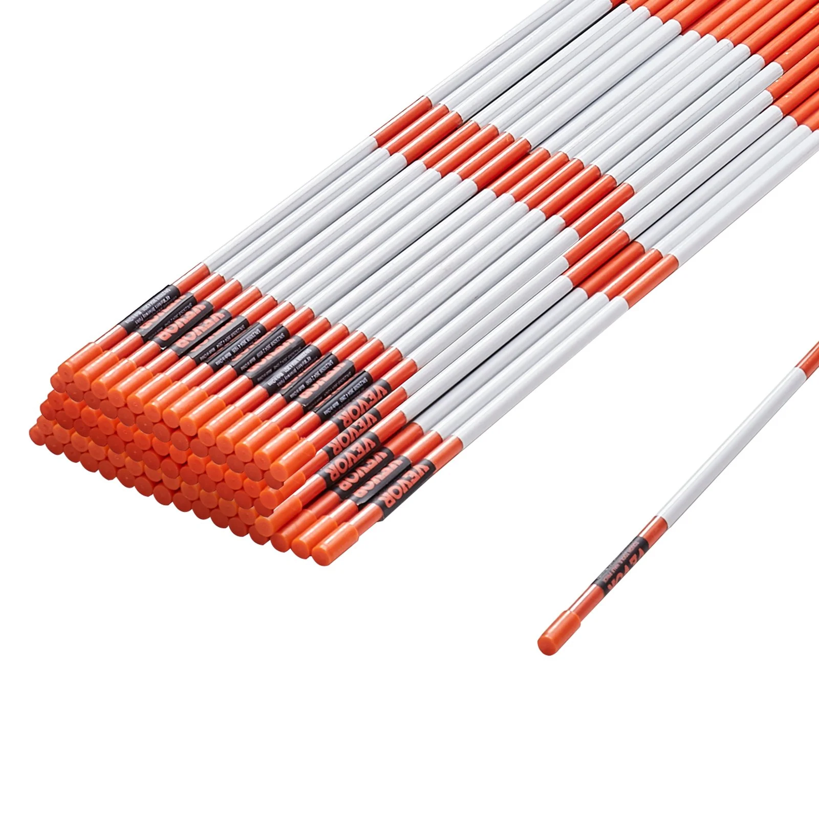 VEVOR Driveway Markers, 100PCS 121.5cm, 0.78cm Diameter, Orange Fiberglass Poles Snow Stakes with Reflective Tape, 30cm Steel Drill Bit & Protection Gloves for Parking Lots, Walkways Easy Visibility - Image 11