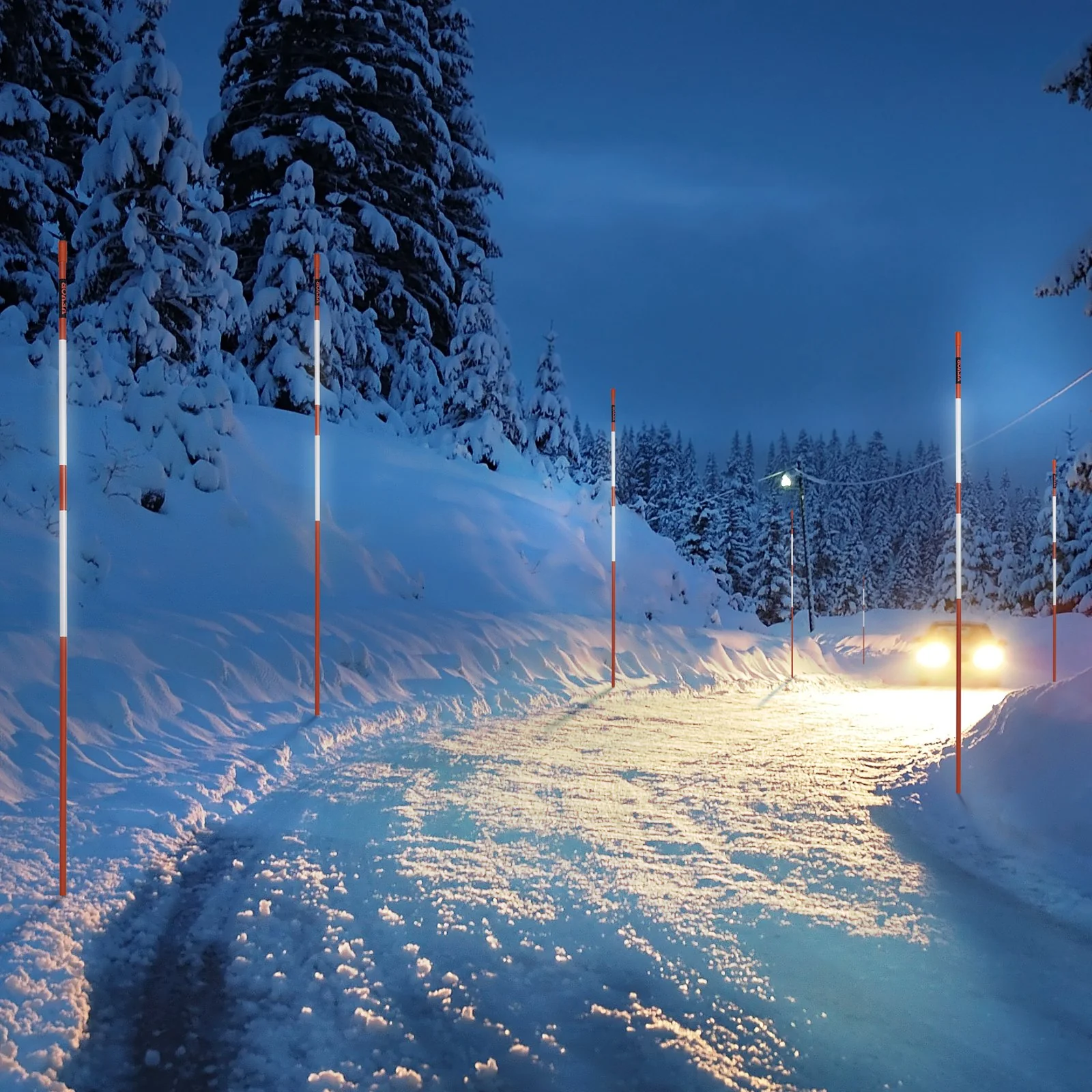 VEVOR Driveway Markers, 100PCS 121.5cm, 0.78cm Diameter, Orange Fiberglass Poles Snow Stakes with Reflective Tape, 30cm Steel Drill Bit & Protection Gloves for Parking Lots, Walkways Easy Visibility - Image 8