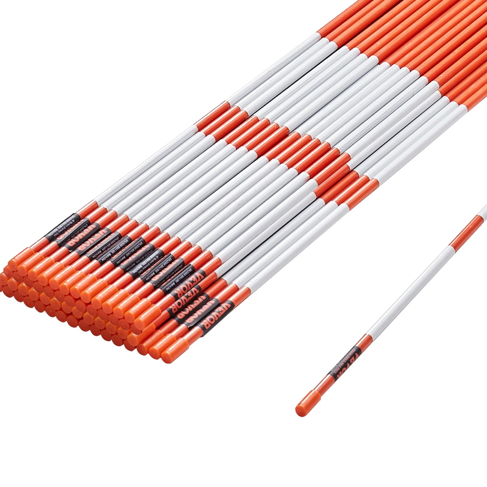 VEVOR Driveway Markers, 50 PCS 121.5 cm, 0.78 cm Diameter Orange Fiberglass Poles Snow Stakes with Reflective Tape, 30 cm Steel Drill Bit & Protection Gloves for Parking Lots, Walkways Easy Visibility - Image 11