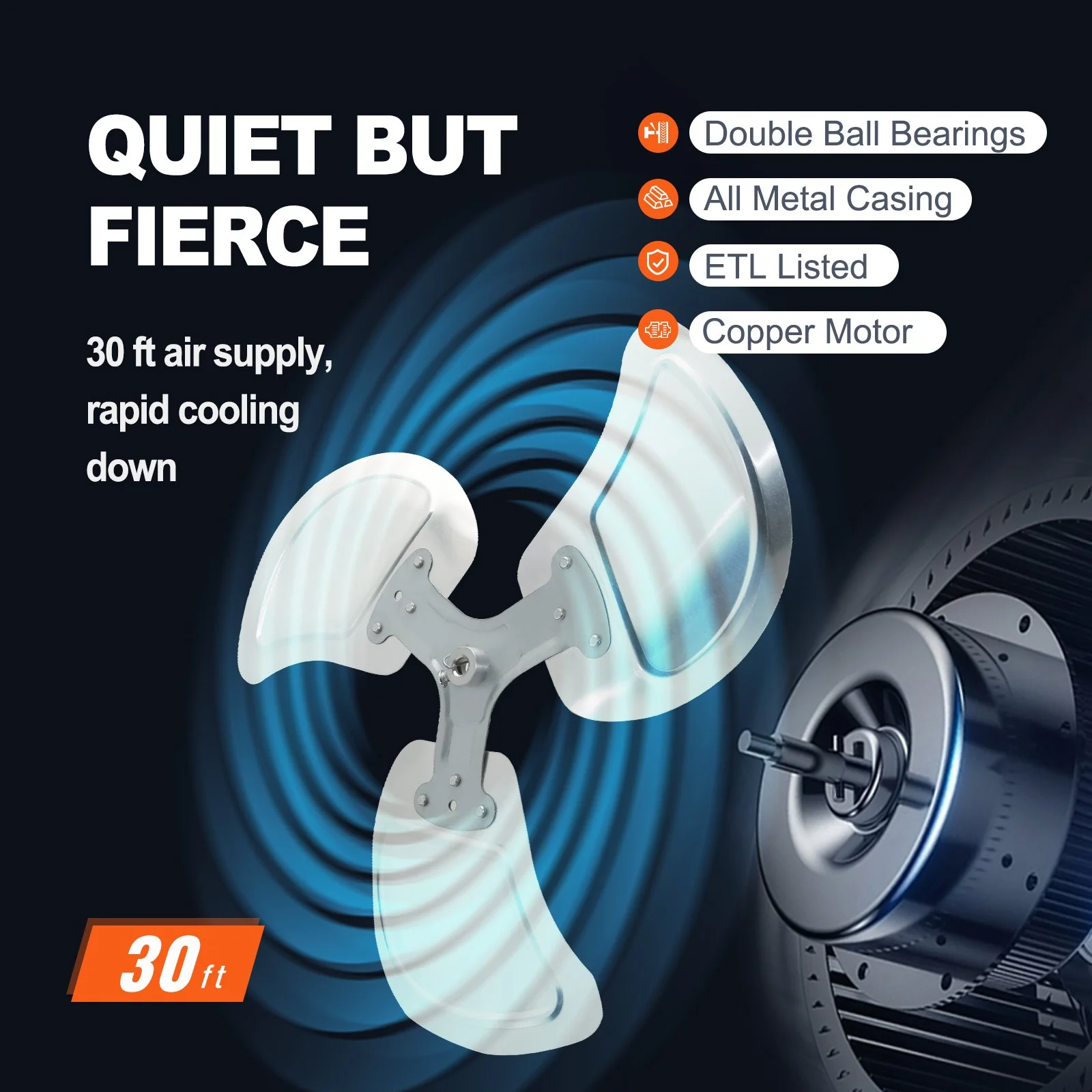 VEVOR Industrial Wall Mount Fan Waterproof Metal Fan 17.6'' 3 Speed Airflow - Image 5