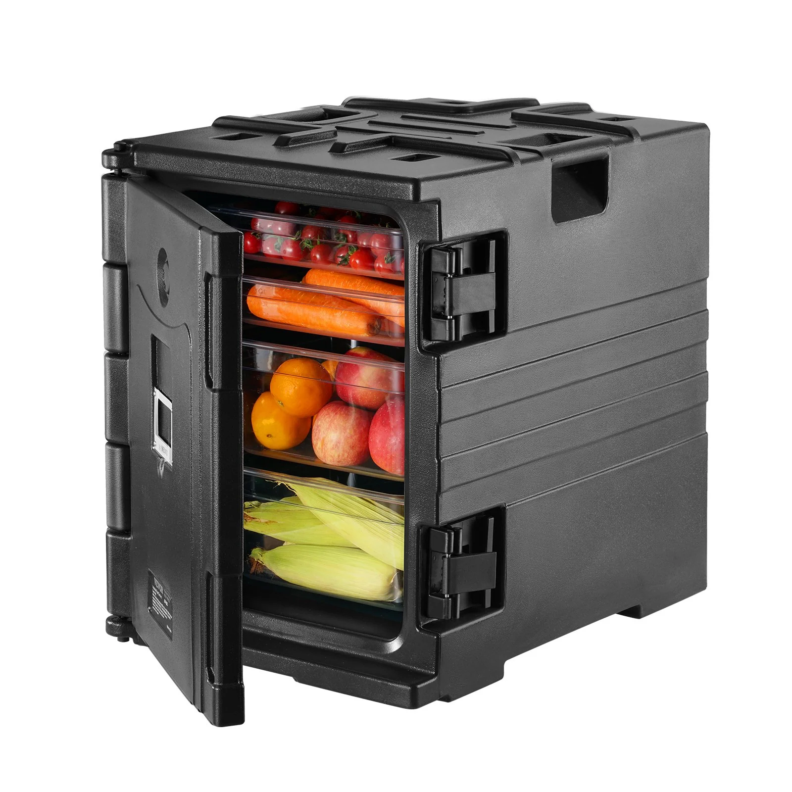 VEVOR Insulated Food Pan Carrier, 82 Qt Hot Box for Catering, LLDPE Food Box Carrier w/ Double Buckles, Front Loading Food Warmer w/ Handles, Stackable End Loader for Restaurant, Canteen, etc. Black - Image 9