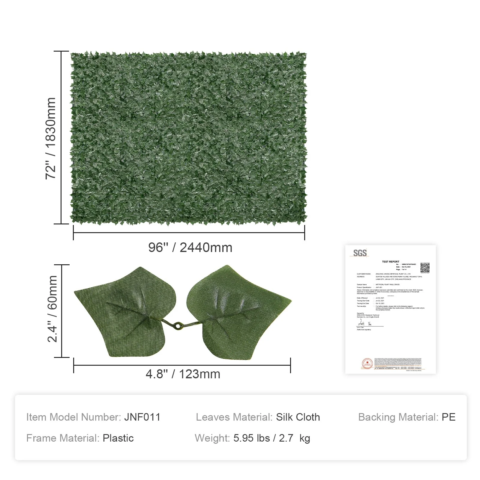 VEVOR Ivy Privacy Fence, 1830 x 2440 mm Artificial Green Wall Screen, Greenery Ivy Fence with Mesh Cloth Backing and Strengthened Joint, Faux Hedges Vine Leaf Decoration for Outdoor Garden, Yard - Image 7