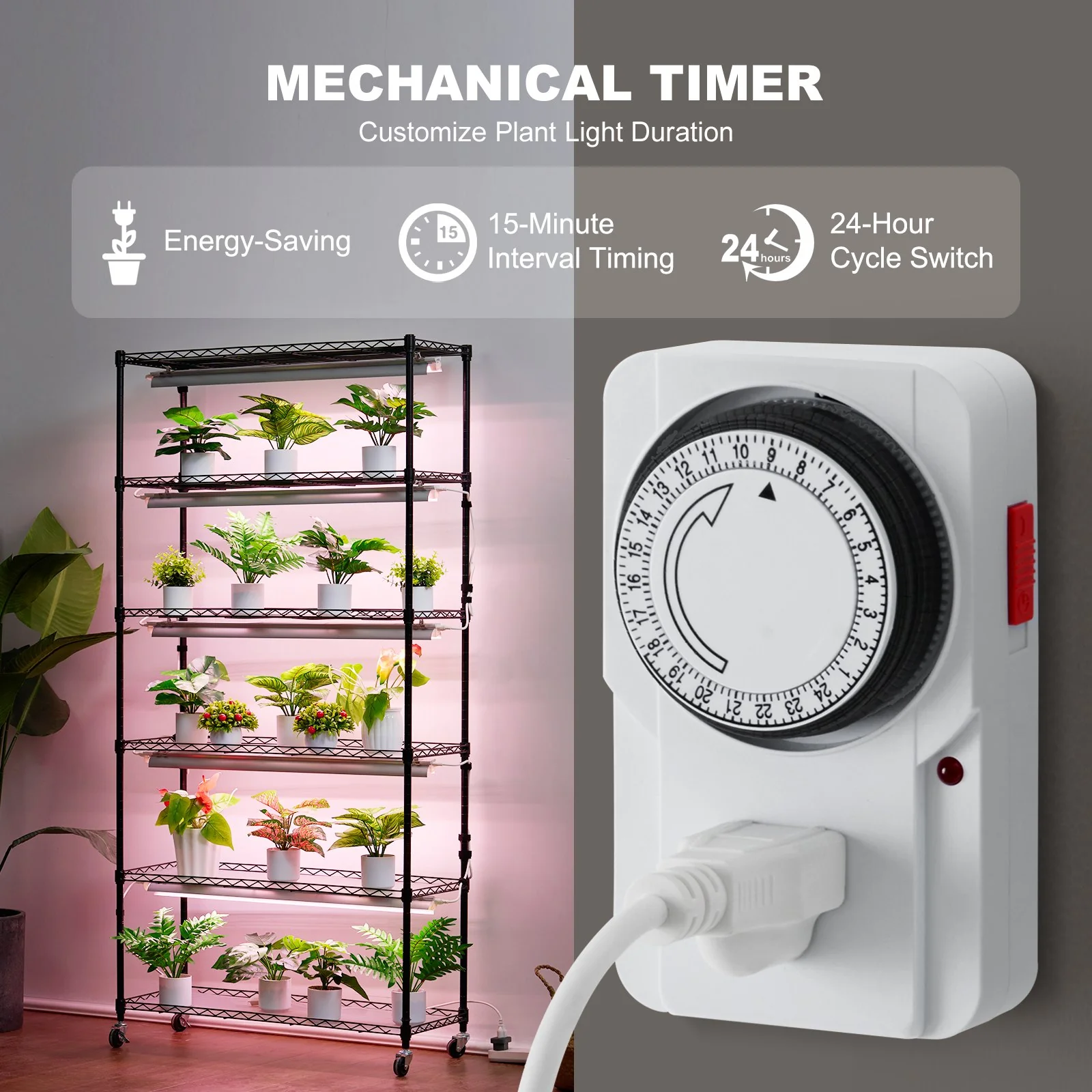 VEVOR Plant Stand with Grow Light 6 Tiers 180W 180 cm Indoor Plant Grow Shelf - Image 3
