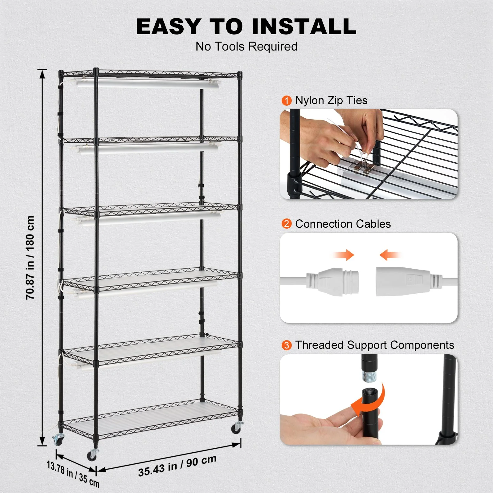VEVOR Plant Stand with Grow Light 6 Tiers 180W 180 cm Indoor Plant Grow Shelf - Image 5
