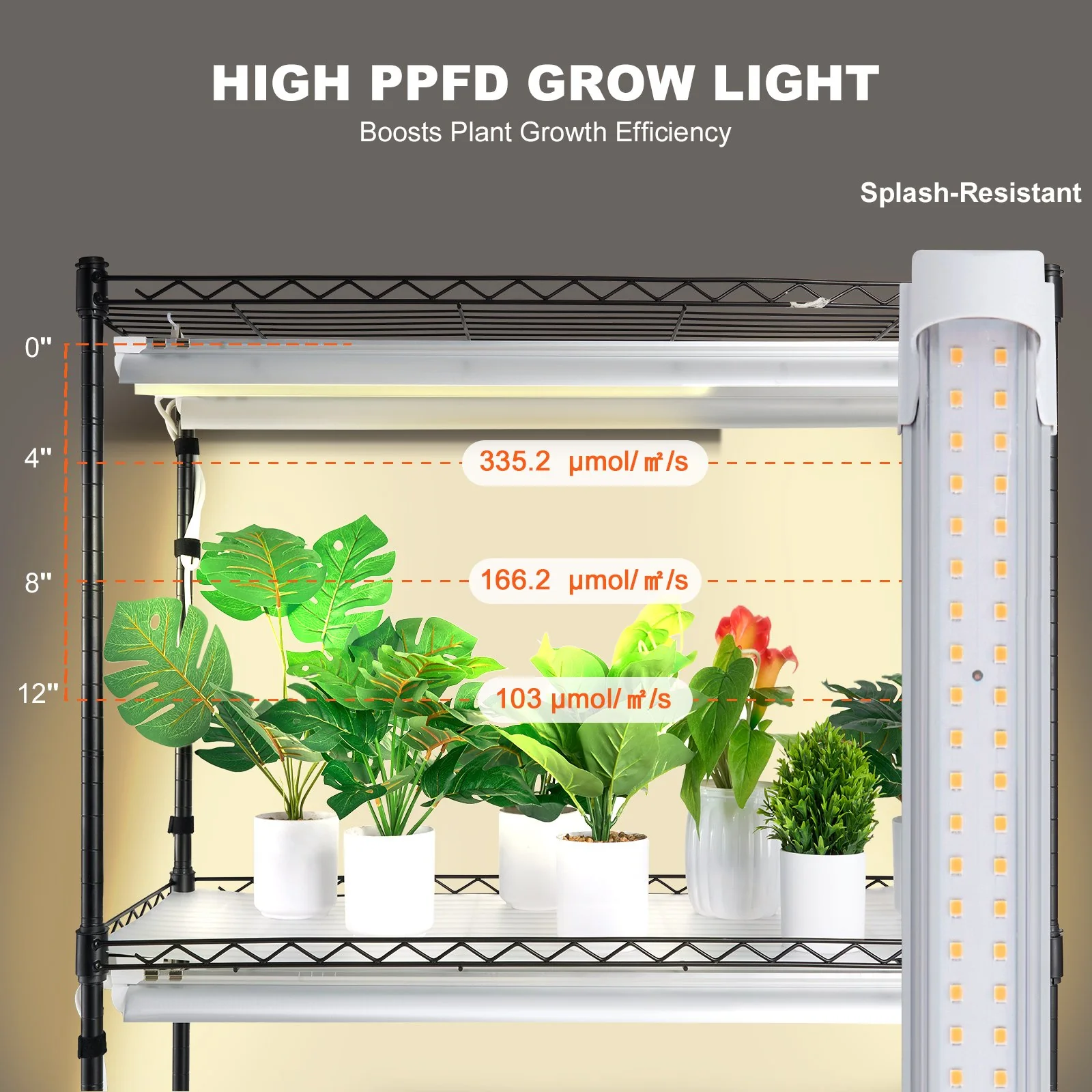 VEVOR Plant Stand with Grow Lights 4 Tiers 180W 150 cm Tall Plant Grow Shelf - Image 4