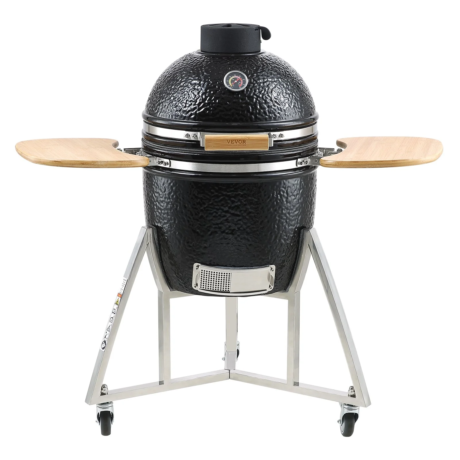VEVOR Portable Charcoal Grill, Propane Gas Grills with Cover and Cart, Heavy Duty Stainless Steel BBQ Grill, Mini Smoker for Outdoor Cooking, Barbecue Camping, Picnic, and Backyard, Black - Image 10