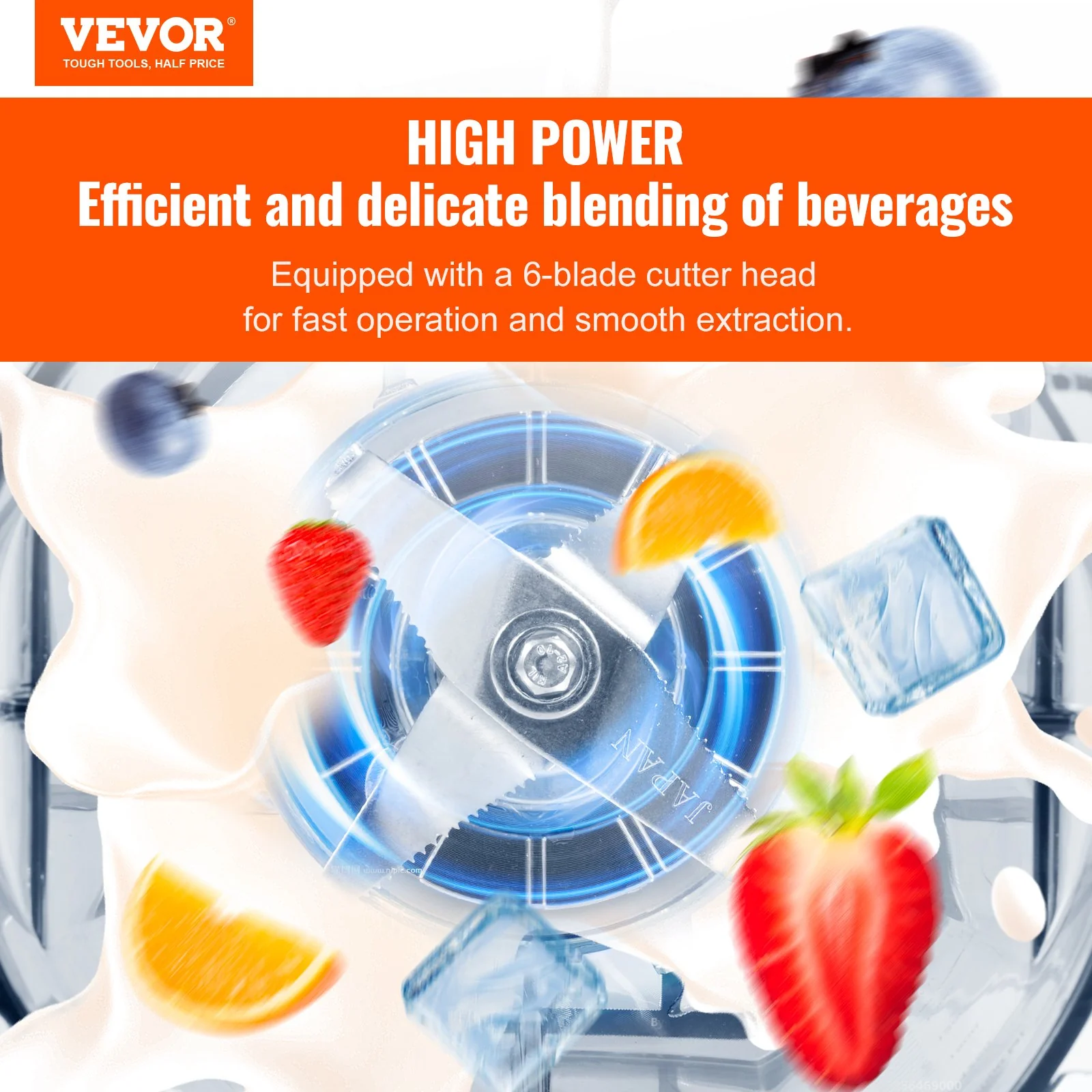 VEVOR Professional Blender with Shield 2L Jar Blender Combo, Stainless Steel 9 Speed - Image 2