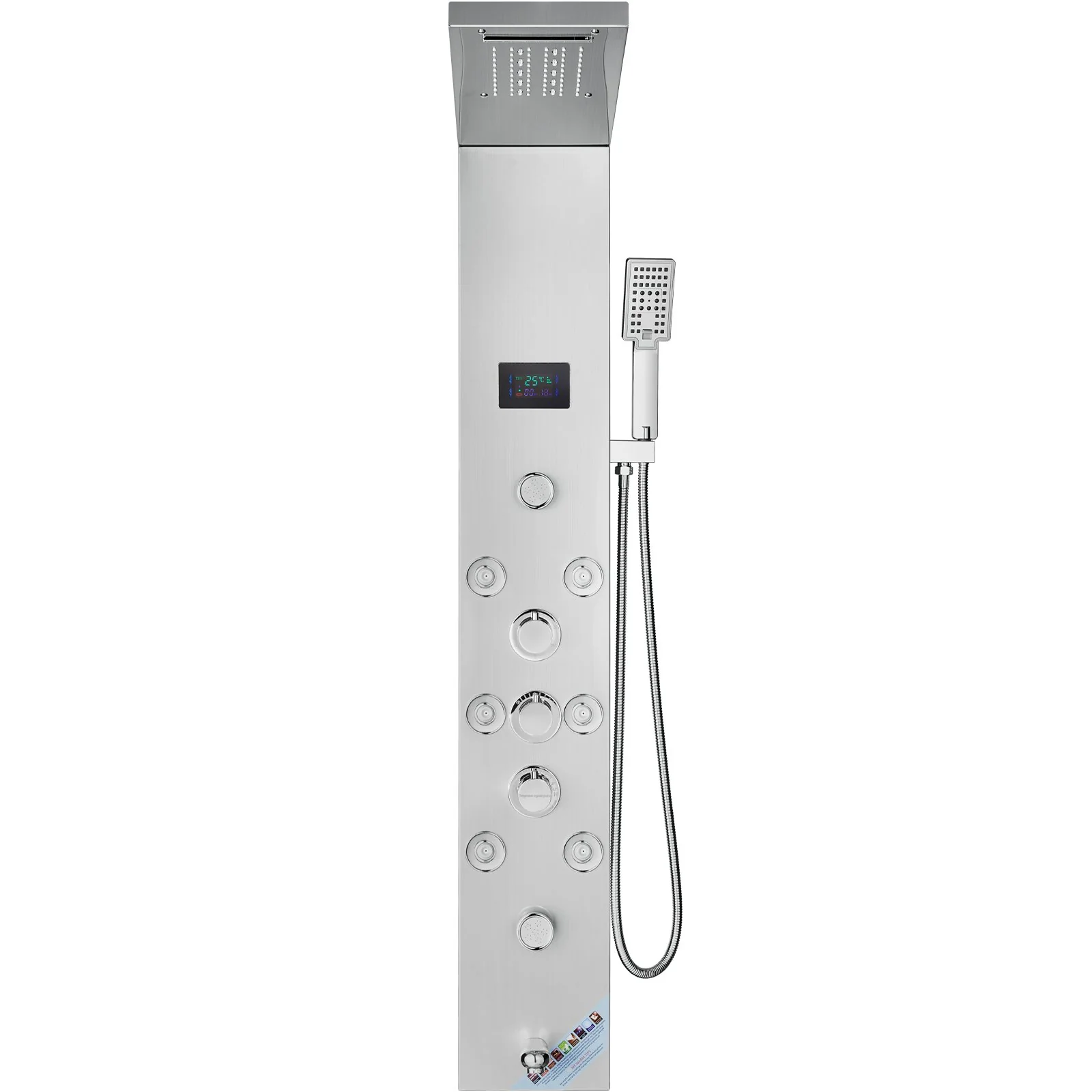 VEVOR Shower Panel System, 6 Shower Modes, LED & Screen Hydroelectricity Shower Panel Tower, Rainfall, Waterfall, 8 Massage Jets, Tub Spout, Handheld Shower, Stainless Steel Wall-Mounted Shower Set - Image 10