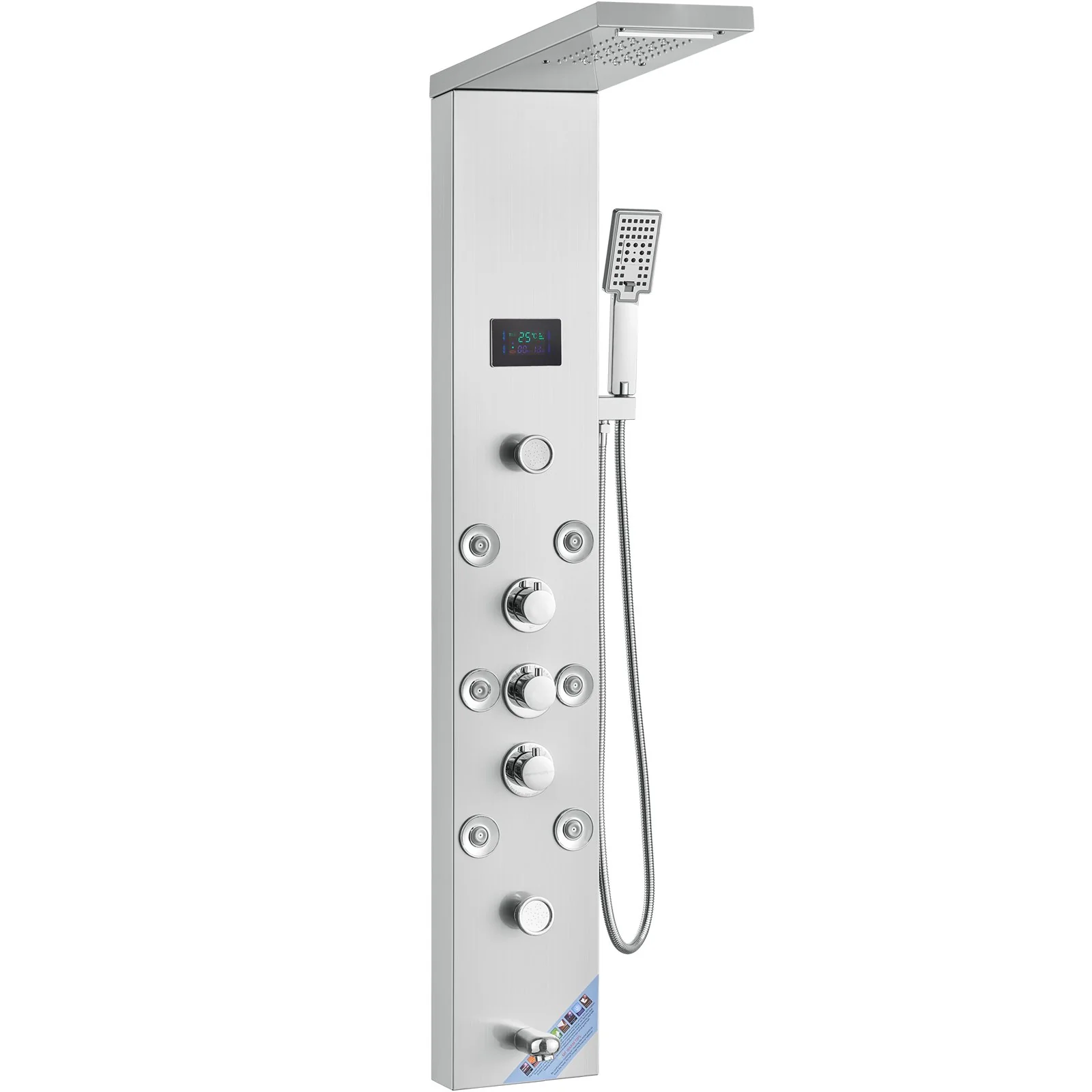 VEVOR Shower Panel System, 6 Shower Modes, LED & Screen Hydroelectricity Shower Panel Tower, Rainfall, Waterfall, 8 Massage Jets, Tub Spout, Handheld Shower, Stainless Steel Wall-Mounted Shower Set - Image 11