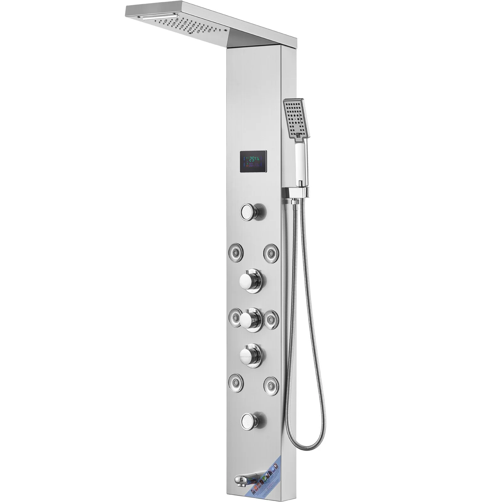 VEVOR Shower Panel System, 6 Shower Modes, LED & Screen Hydroelectricity Shower Panel Tower, Rainfall, Waterfall, 8 Massage Jets, Tub Spout, Handheld Shower, Stainless Steel Wall-Mounted Shower Set - Image 9