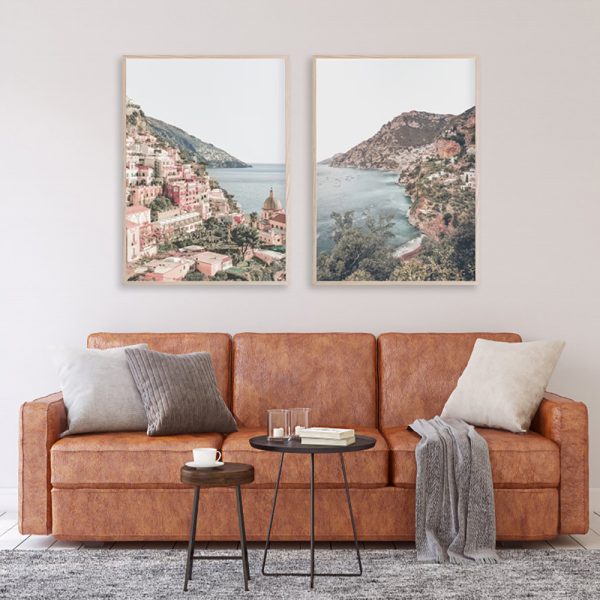 Wall Art 100cmx150cm Italy Positano 2 Sets Wood Frame Canvas - Image 4