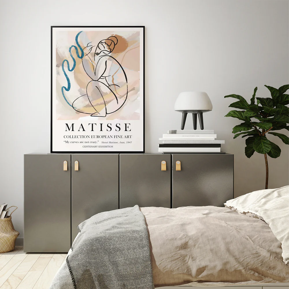 Wall Art 100cmx150cm Matisse Nude Line Black Frame Canvas - Image 2