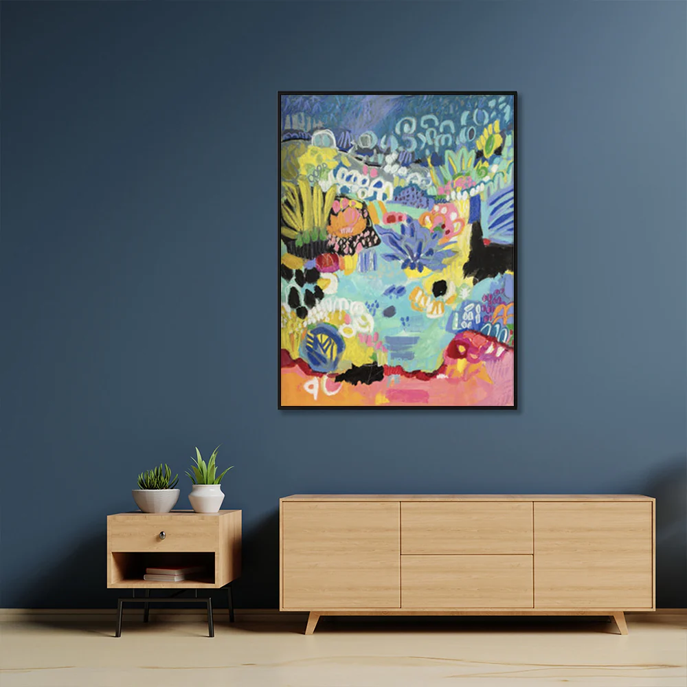 Wall Art 100cmx150cm Summer Smile B Black Frame Canvas - Image 3