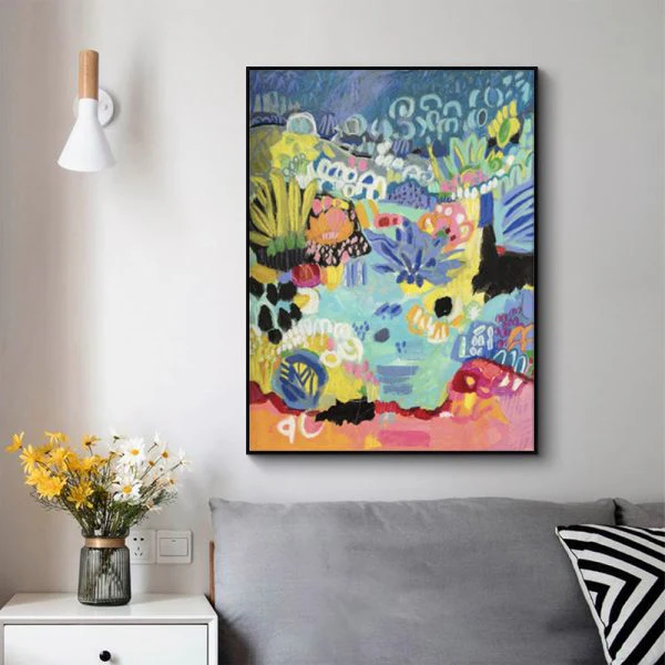 Wall Art 100cmx150cm Summer Smile B Black Frame Canvas - Image 4