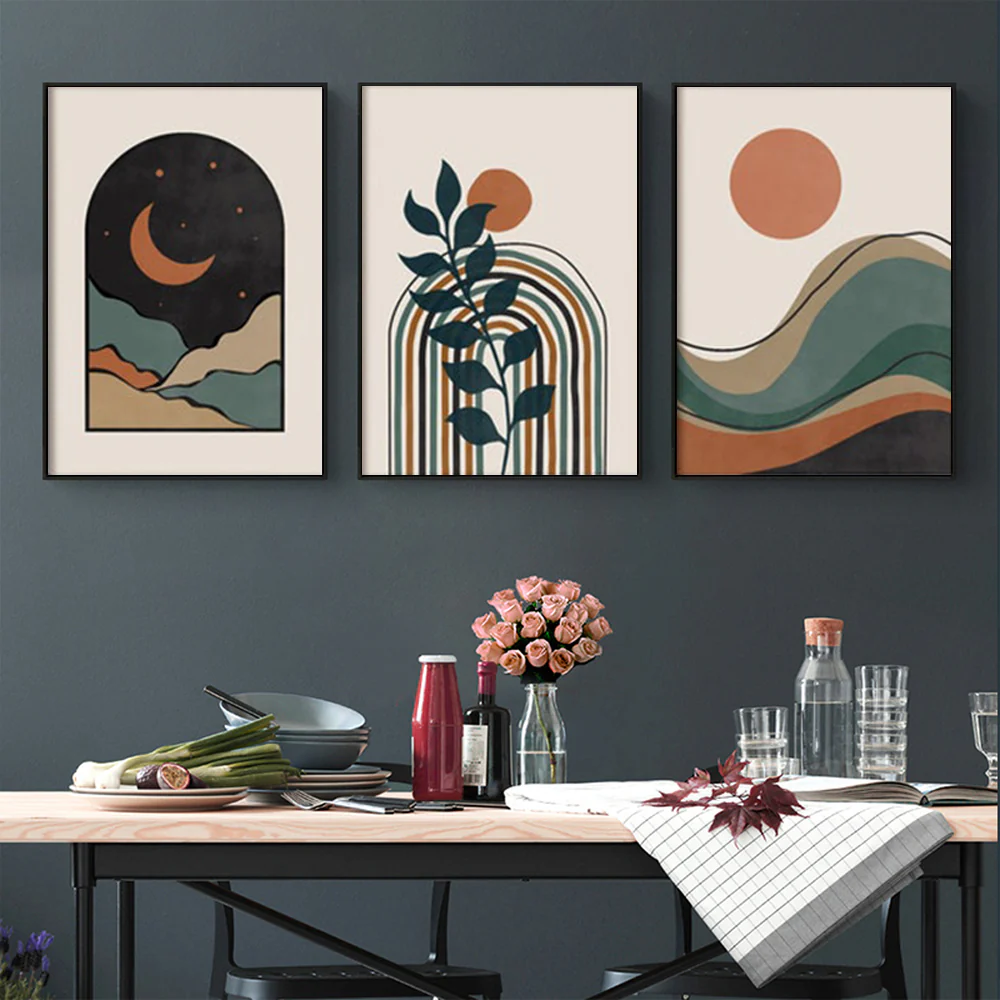 Wall Art 70cmx100cm Abstract Dark Green 3 Sets Black Frame Canvas - Image 4