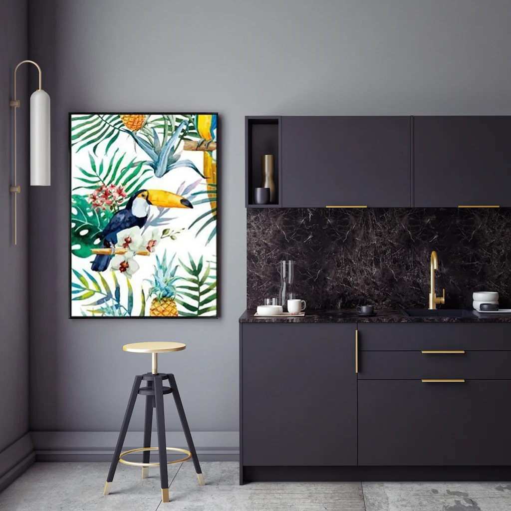 Wall Art 70cmx100cm Toucan plants Black Frame Canvas - Image 2