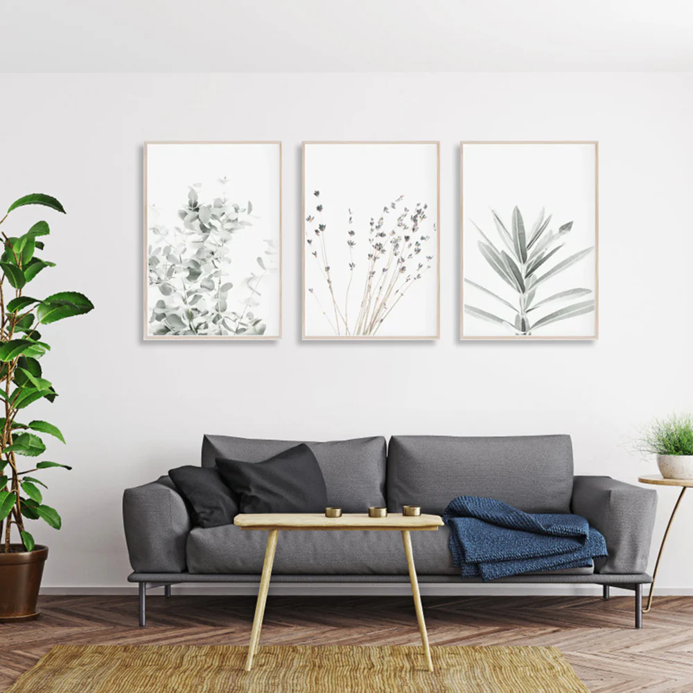 Wall Art 80cmx120cm Lavender Eucalyptus 3 Sets Wood Frame Canvas - Image 4