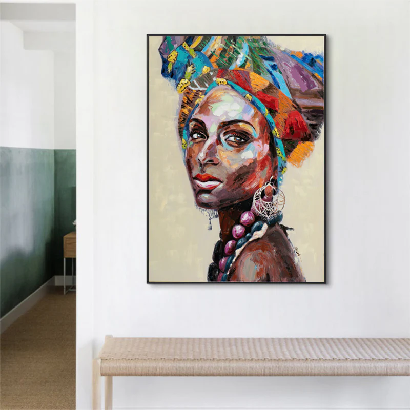 Wall Art 90cmx135cm African women 2 Sets Black Frame Canvas - Image 3
