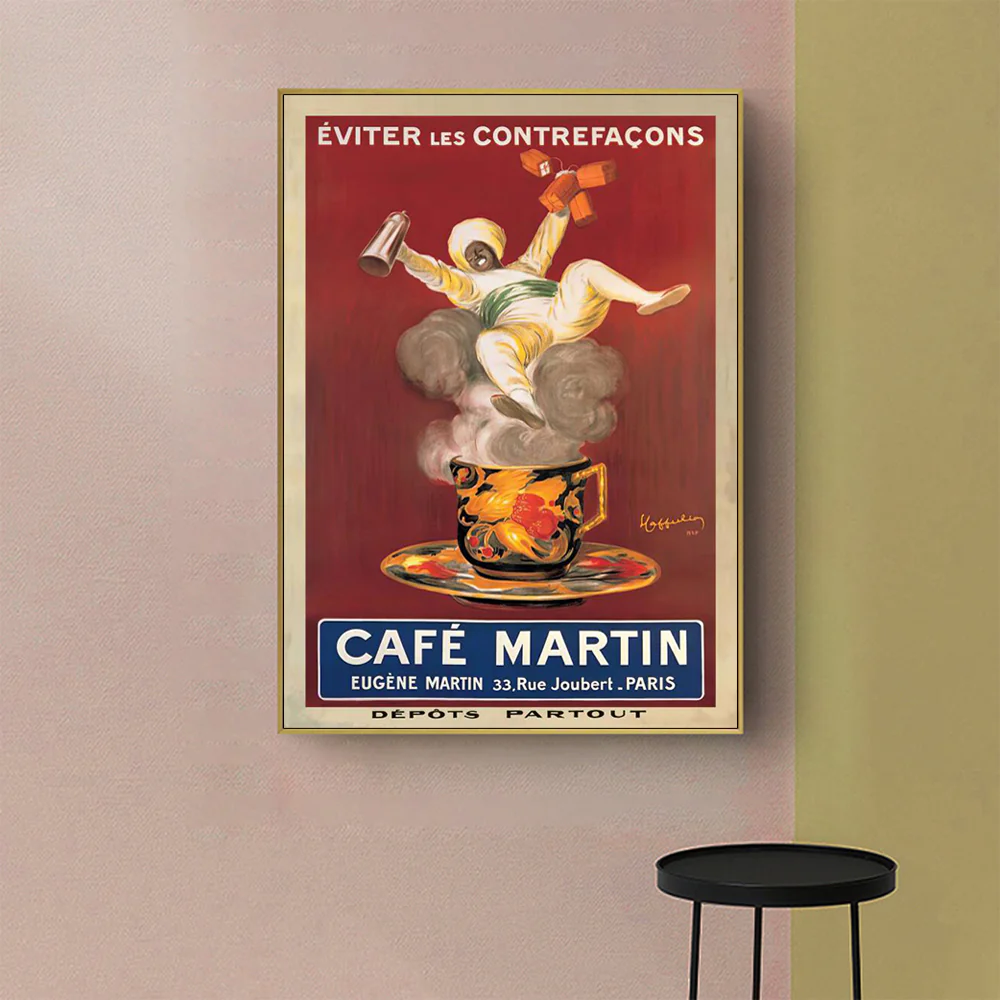 Wall Art 90cmx135cm Cafe Martin Gold Frame Canvas - Image 2