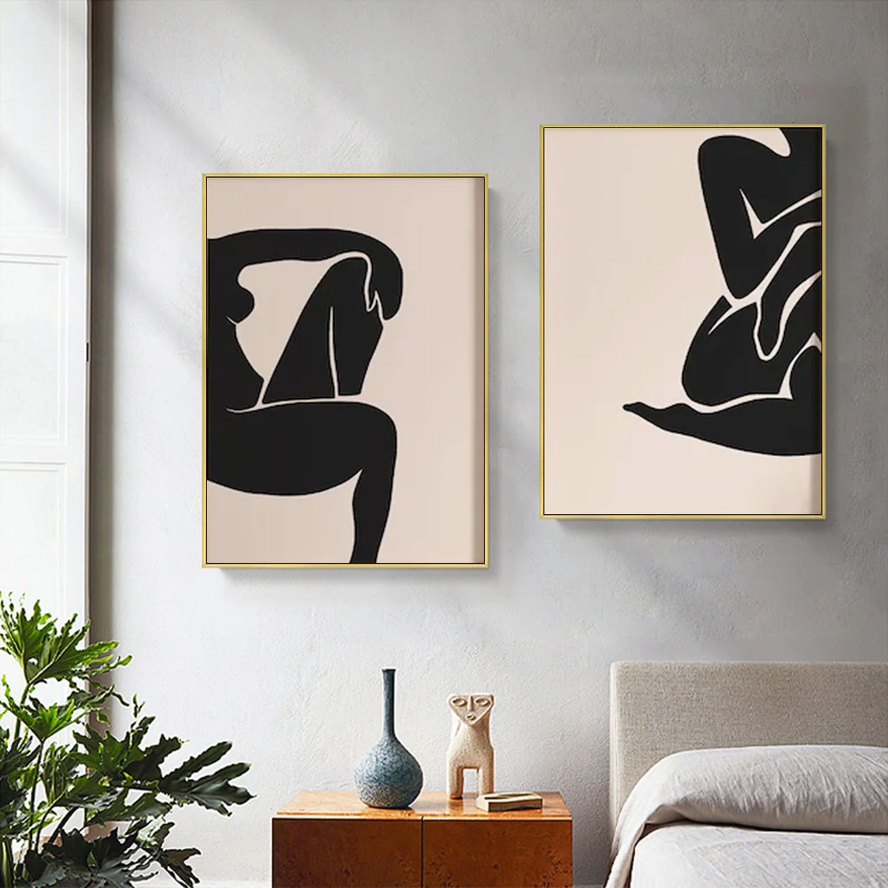 Wall Art 90cmx135cm Female Figure 2 Sets Gold Frame Canvas - Image 3