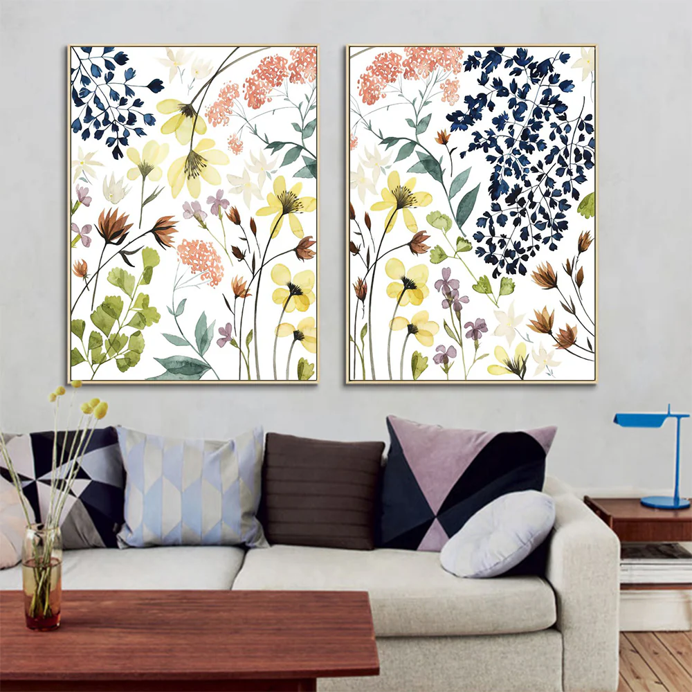 Wall Art 90cmx135cm Flower Composition 2 Sets Gold Frame Canvas - Image 2