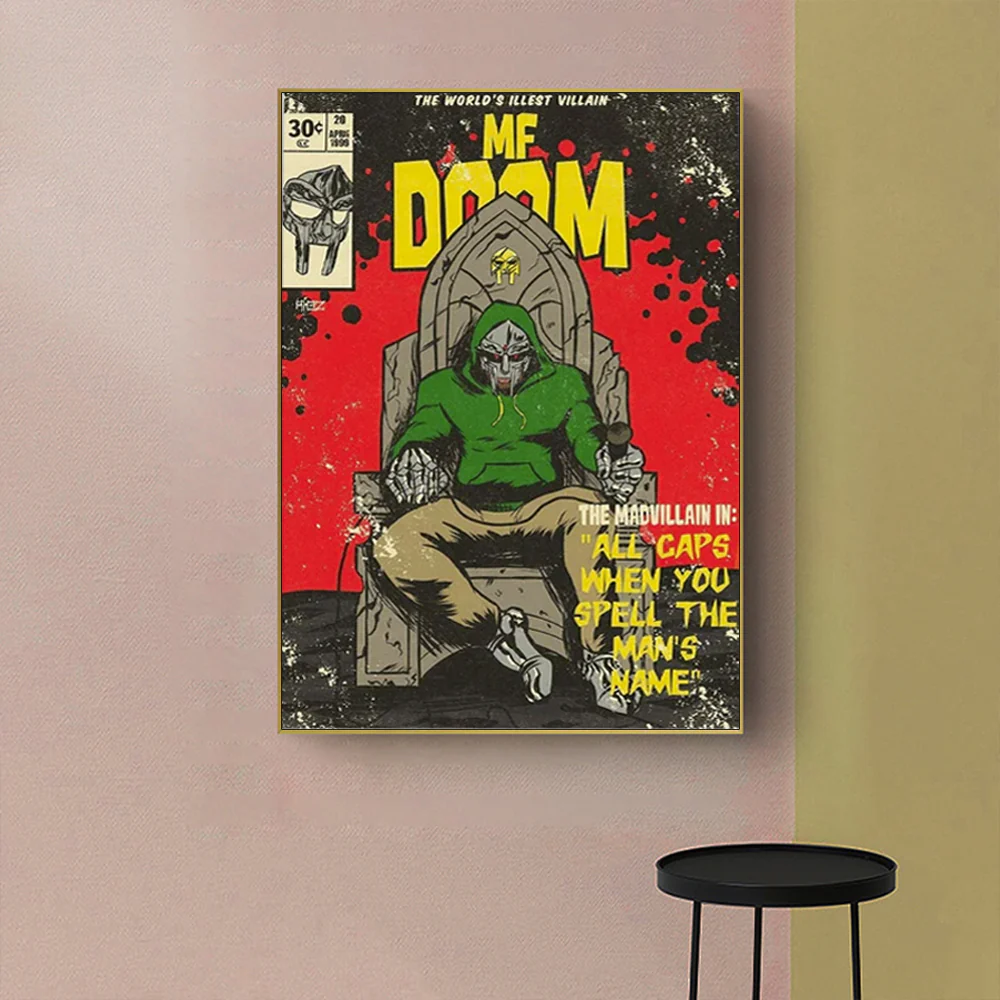 Wall Art 90cmx135cm MF DOOM Music Gold Frame Canvas - Image 2