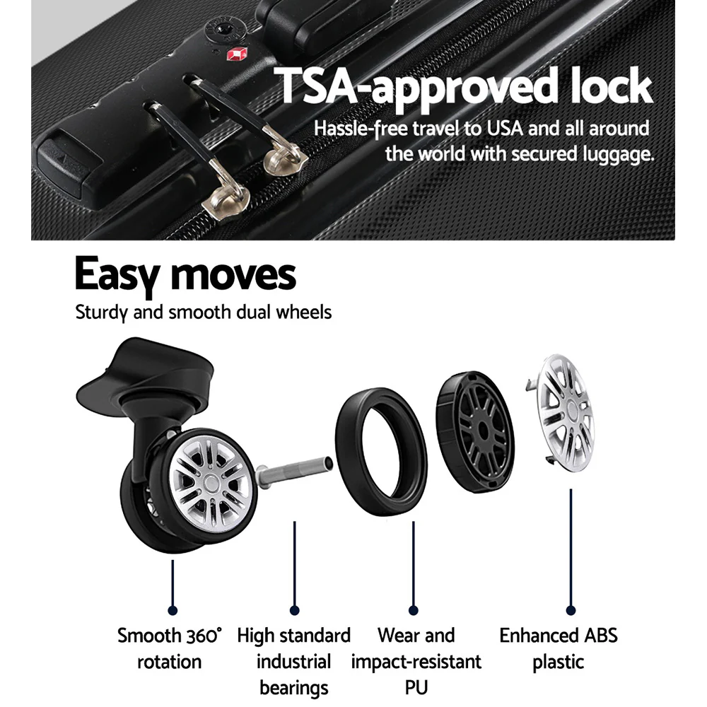 Wanderlite 24 Inch Luggage with TSA Lock Spinner Travel Suitcase Carry On Hard Shell Luggage Case Black - Image 5