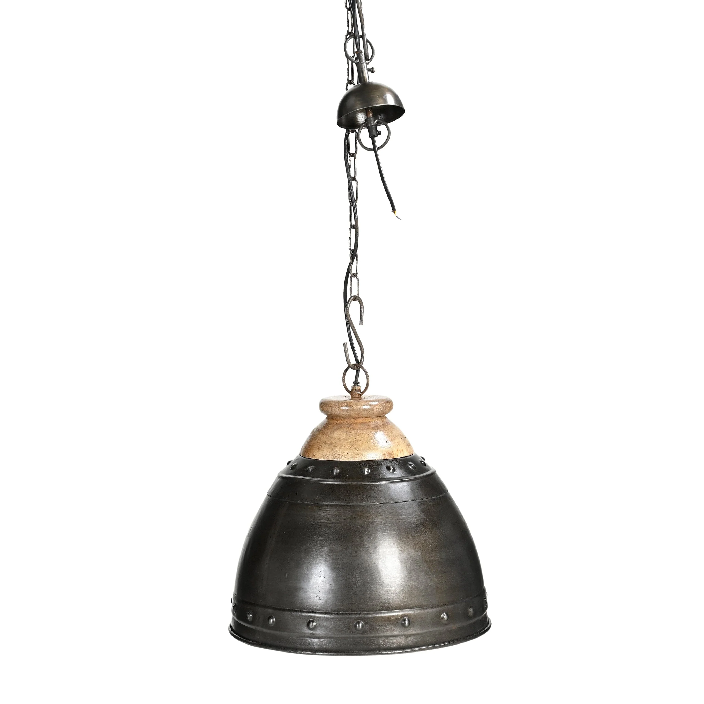 WASHED IRON AND WOOD LAMPSHADE - Image 2