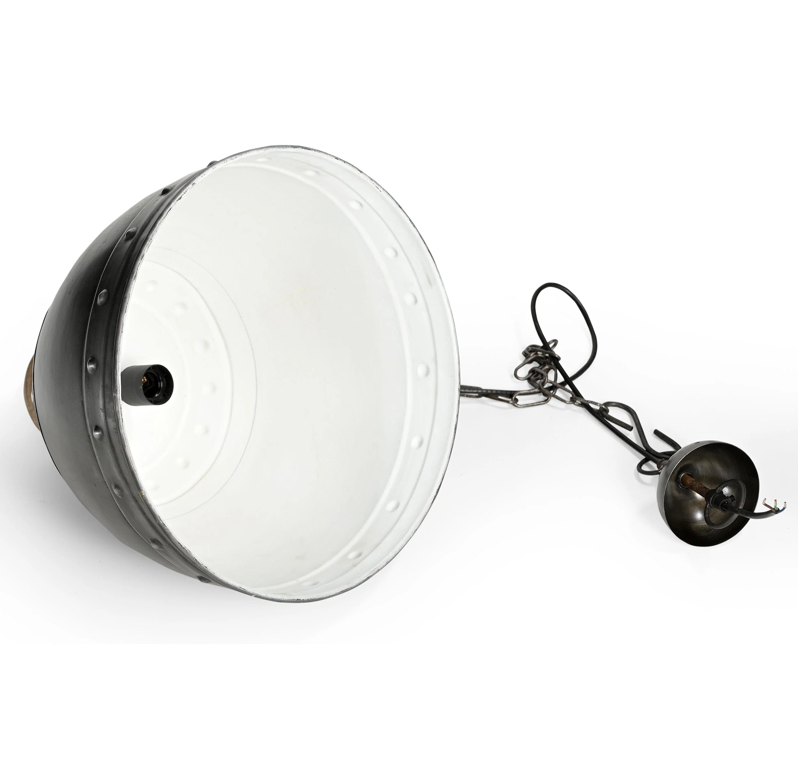 WASHED IRON AND WOOD LAMPSHADE - Image 4