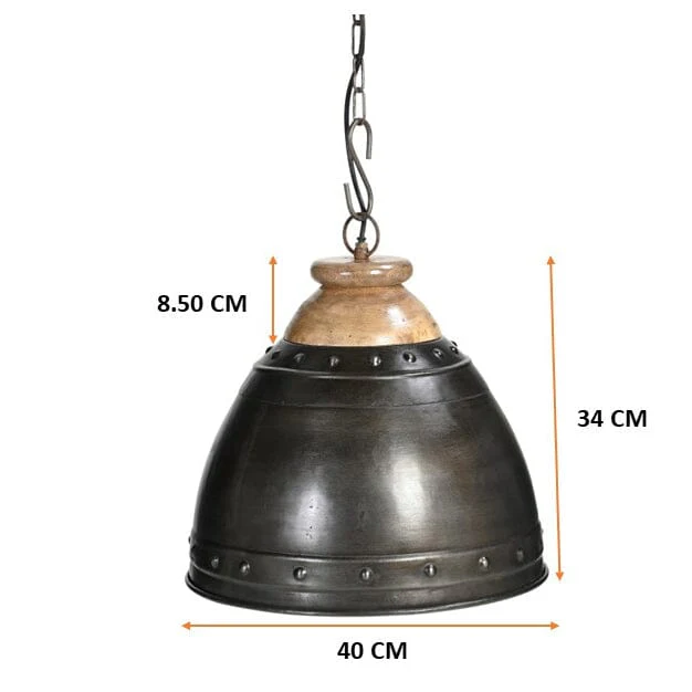 WASHED IRON AND WOOD LAMPSHADE - Image 5